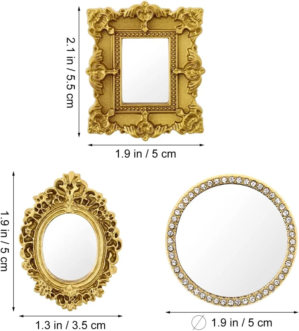 قاب های قدیمی Mipcase: 3 قاب تزئینی مستطیلی بیضی شکل عتیقه آویز دیواری با آینه آویز رترو قاب های قدیمی Mipcase: 3 قاب تزئینی مستطیلی بیضی شکل عتیقه آویز دیواری با آینه آویز رترو