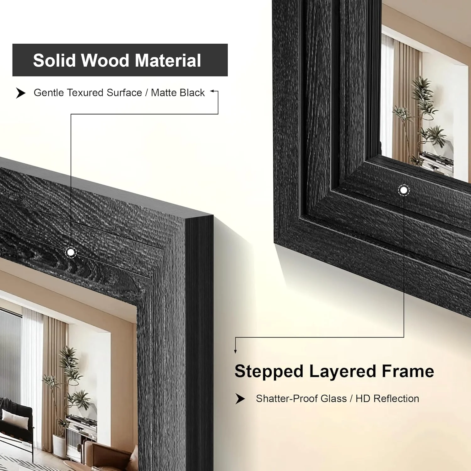 آینه دیواری با قاب چوبی، 24 * 36 مشکی مات، قاب چوبی ضخیم و یکپارچه، آینه تزئینی وینتیج برای حمام، خانه روستایی، راهرو، ورودی، اتاق خواب، اتاق نشیمن، دکوراسیون به سبک بوهمی آینه دیواری با قاب چوبی، 24 * 36 مشکی مات، قاب چوبی ضخیم و یکپارچه، آینه تزئینی وینتیج برای حمام، خانه روستایی، راهرو، ورودی، اتاق خواب، اتاق نشیمن، دکوراسیون به سبک بوهمی