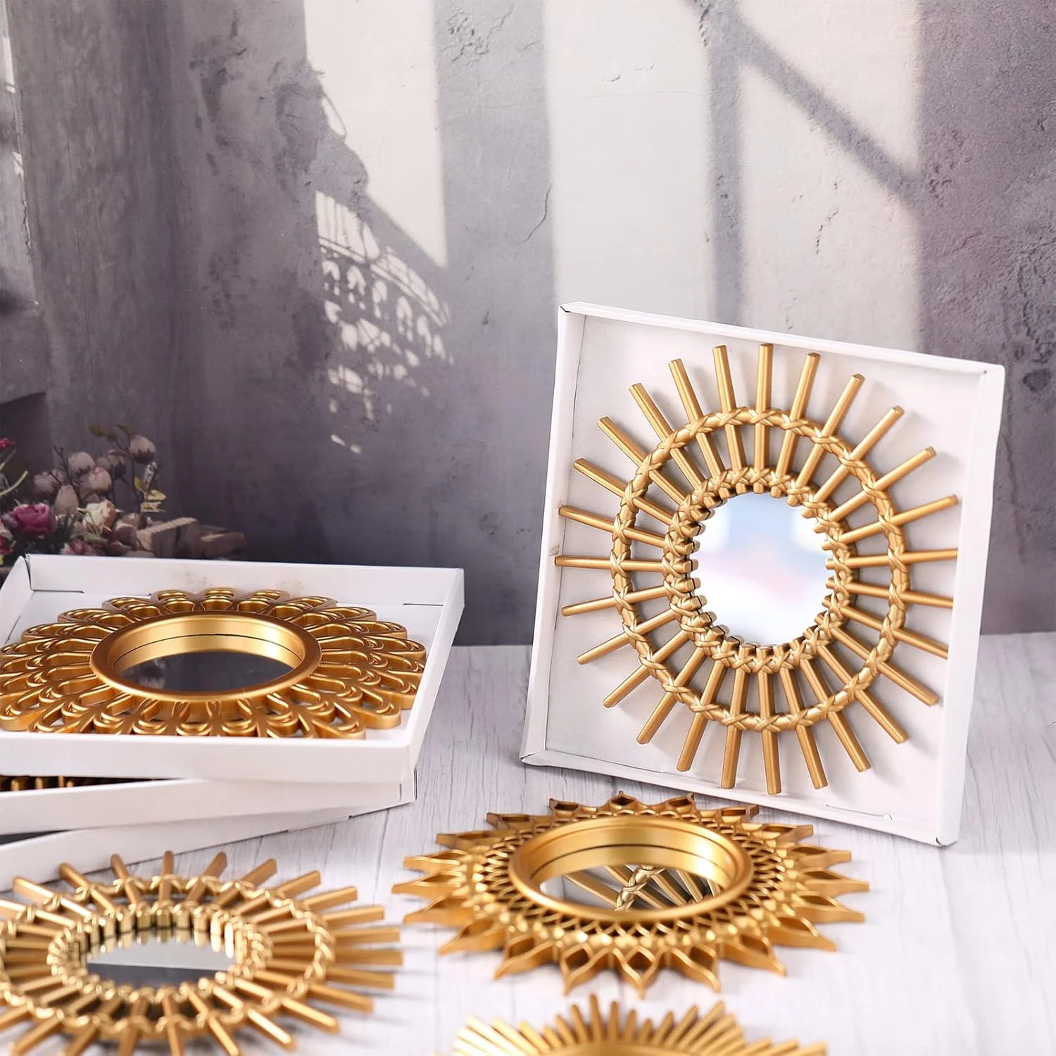 آینه دیواری 6 عددی Namalu برای دکوراسیون دیوار، آینه های خورشیدی دایره ای کوچک Espejos هنر دیواری تزئینی آینه دایره ای آویز برای دکوراسیون منزل دیوار اتاق خواب حمام اتاق نشیمن (طلایی، کلاسیک) آینه دیواری 6 عددی Namalu برای دکوراسیون دیوار، آینه های خورشیدی دایره ای کوچک Espejos هنر دیواری تزئینی آینه دایره ای آویز برای دکوراسیون منزل دیوار اتاق خواب حمام اتاق نشیمن (طلایی، کلاسیک)