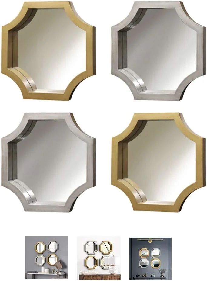 آینه دیواری آینه تزئینی آینه هنری ورودی آینه ترکیبی اتاق نشیمن آینه هشت ضلعی (رنگ: طلایی، اندازه: چهار آینه) آینه دیواری آینه تزئینی آینه هنری ورودی آینه ترکیبی اتاق نشیمن آینه هشت ضلعی (رنگ: طلایی، اندازه: چهار آینه)