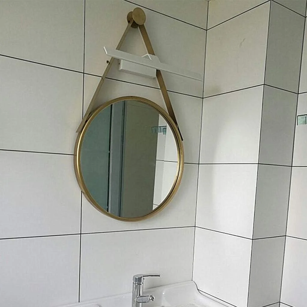 آینه آرایشی، آینه حمام، آینه گرد، آینه دوش، آینه تزئینی اتاق نشیمن، آینه آرایش اتاق خواب (رنگ: طلایی، اندازه: قطر 40 سانتی متر (16 اینچ))