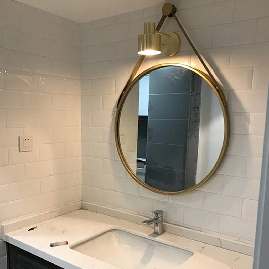 آینه آرایشی، آینه حمام، آینه گرد، آینه دوش، آینه تزئینی اتاق نشیمن، آینه آرایش اتاق خواب (رنگ: طلایی، اندازه: قطر 40 سانتی متر (16 اینچ))