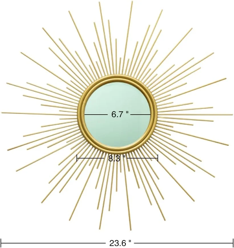 آینه خورشیدی MAIKAILUN، آینه بوهو 60 سانتی متری، آینه های تزئینی خورشید طلایی برای دکور دیوار، مناسب اتاق نشیمن کوچک به سبک مدرن اواسط قرن آینه خورشیدی MAIKAILUN، آینه بوهو 60 سانتی متری، آینه های تزئینی خورشید طلایی برای دکور دیوار، مناسب اتاق نشیمن کوچک به سبک مدرن اواسط قرن