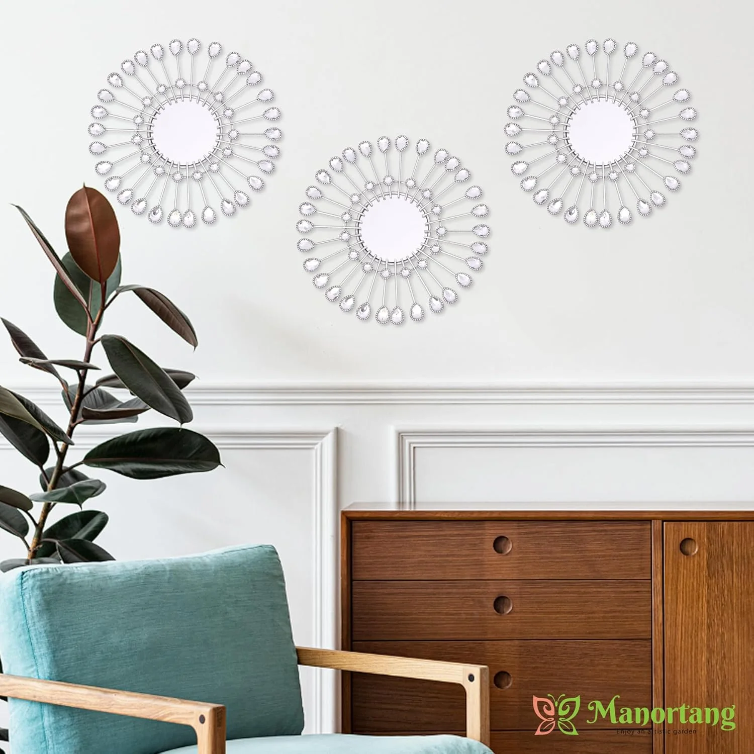 آینه های نقره ای Manortang برای دیوار، آینه خورشیدی آویز، آینه های تزئینی هنر دیواری، آینه های گرد نگین دار برای اتاق خواب، اتاق نشیمن، حمام، آشپزخانه، راهرو، هدیه های خانه نویی آینه های نقره ای Manortang برای دیوار، آینه خورشیدی آویز، آینه های تزئینی هنر دیواری، آینه های گرد نگین دار برای اتاق خواب، اتاق نشیمن، حمام، آشپزخانه، راهرو، هدیه های خانه نویی