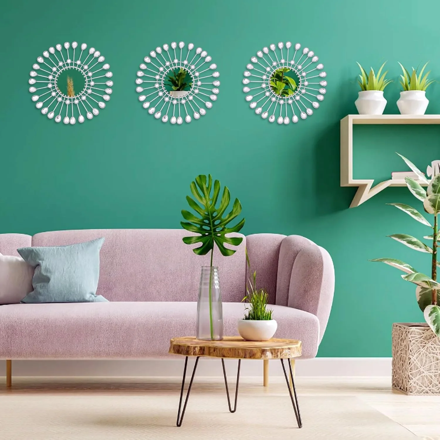 آینه های نقره ای Manortang برای دیوار، آینه خورشیدی آویز، آینه های تزئینی هنر دیواری، آینه های گرد نگین دار برای اتاق خواب، اتاق نشیمن، حمام، آشپزخانه، راهرو، هدیه های خانه نویی آینه های نقره ای Manortang برای دیوار، آینه خورشیدی آویز، آینه های تزئینی هنر دیواری، آینه های گرد نگین دار برای اتاق خواب، اتاق نشیمن، حمام، آشپزخانه، راهرو، هدیه های خانه نویی