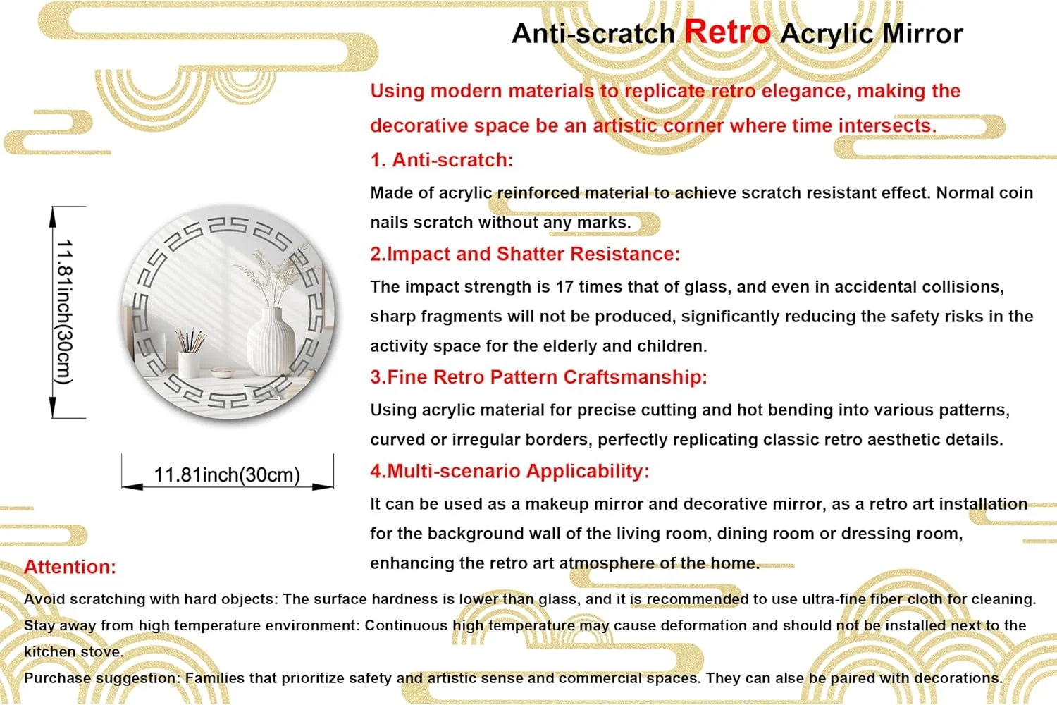 آینه گرد اکریلیک طرح قدیمی MACGIKMIRO، ضد خش، نشکن، مقاوم در برابر خرد شدن، HD، مناسب برای تزئین دیوار، رستوران، اتاق خواب، آشپزخانه، دفتر، باشگاه ورزشی (گرد طرح قدیمی 1، 11.81 اینچ در 11.81 اینچ) آینه گرد اکریلیک طرح قدیمی MACGIKMIRO، ضد خش، نشکن، مقاوم در برابر خرد شدن، HD، مناسب برای تزئین دیوار، رستوران، اتاق خواب، آشپزخانه، دفتر، باشگاه ورزشی (گرد طرح قدیمی 1، 11.81 اینچ در 11.81 اینچ)
