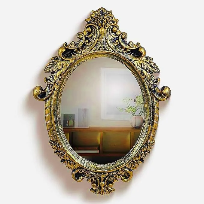 آینه دیواری چوبی دست ساز لوتوس اینترنشنال برای حمام، ابعاد 63.5x45.7 سانتی متر، رنگ طلایی با قاب چوبی، آینه دیواری بزرگ تزئینی برای منزل