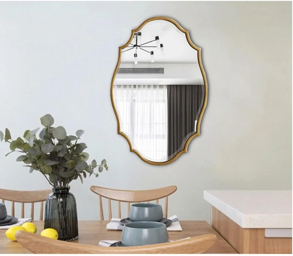 آینه دالبری KXWOQ3ED برای حمام، آینه دیواری طلایی بزرگ و قدیمی 90×60 سانتی متر، آینه تزئینی نامنظم برای ورودی، اتاق خواب، اتاق نشیمن آینه دالبری KXWOQ3ED برای حمام، آینه دیواری طلایی بزرگ و قدیمی 90×60 سانتی متر، آینه تزئینی نامنظم برای ورودی، اتاق خواب، اتاق نشیمن