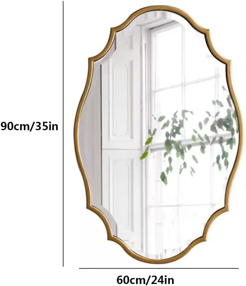 آینه دالبری KXWOQ3ED برای حمام، آینه دیواری طلایی بزرگ و قدیمی 90×60 سانتی متر، آینه تزئینی نامنظم برای ورودی، اتاق خواب، اتاق نشیمن آینه دالبری KXWOQ3ED برای حمام، آینه دیواری طلایی بزرگ و قدیمی 90×60 سانتی متر، آینه تزئینی نامنظم برای ورودی، اتاق خواب، اتاق نشیمن