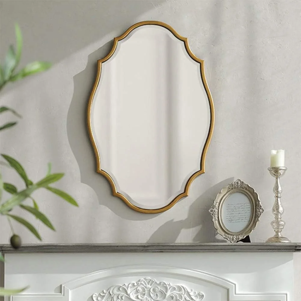 آینه دالبری KXWOQ3ED برای حمام، آینه دیواری طلایی بزرگ و قدیمی 90×60 سانتی متر، آینه تزئینی نامنظم برای ورودی، اتاق خواب، اتاق نشیمن آینه دالبری KXWOQ3ED برای حمام، آینه دیواری طلایی بزرگ و قدیمی 90×60 سانتی متر، آینه تزئینی نامنظم برای ورودی، اتاق خواب، اتاق نشیمن