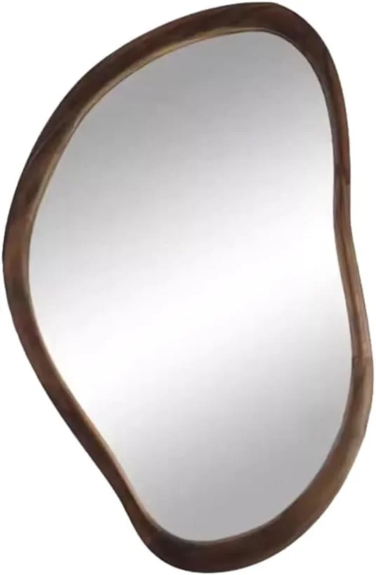 آینه دیواری نامنظم KXWOQ3ED، قاب چوبی 90x60 سانتیمتری، آینه تزئینی روستیک نامتقارن برای اتاق خواب، اتاق نشیمن، حمام، ورودی، آینه دیواری آینه دیواری نامنظم KXWOQ3ED، قاب چوبی 90x60 سانتیمتری، آینه تزئینی روستیک نامتقارن برای اتاق خواب، اتاق نشیمن، حمام، ورودی، آینه دیواری