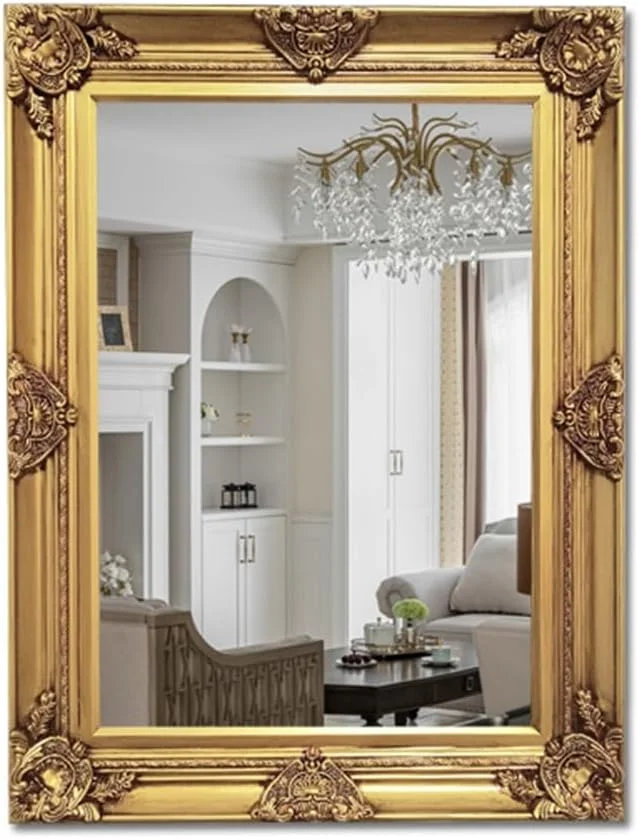 آینه دیواری طرح قدیمی KXWOQ3ED، آینه آویز تزئینی مستطیلی، قاب باروک شیک و کهنه، آینه عتیقه فرانسوی برای راهرو، حمام، اتاق نشیمن، اتاق خواب (70x90 سانتی متر) آینه دیواری طرح قدیمی KXWOQ3ED، آینه آویز تزئینی مستطیلی، قاب باروک شیک و کهنه، آینه عتیقه فرانسوی برای راهرو، حمام، اتاق نشیمن، اتاق خواب (70x90 سانتی متر)