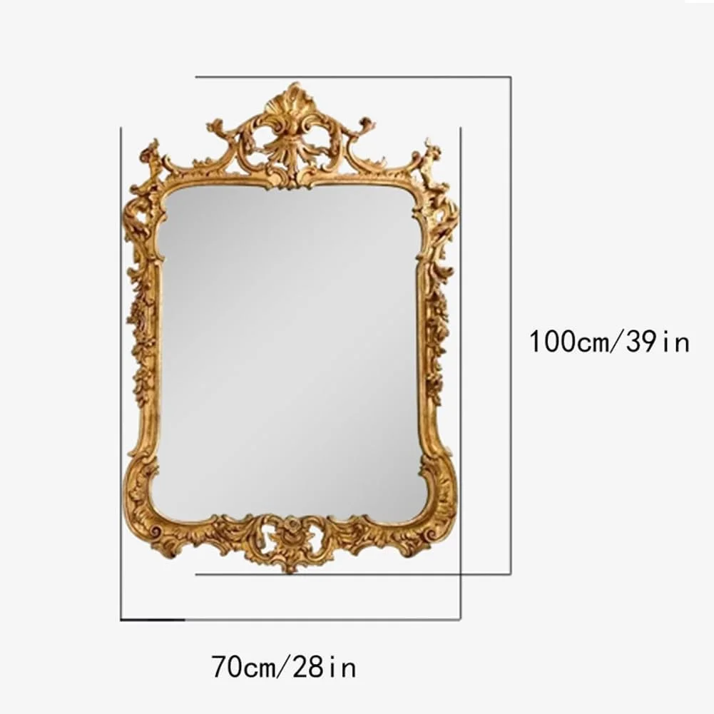آینه دیواری مستطیلی KXWOQ3ED، آینه تزئینی باروک عتیقه، آینه آرایشی حکاکی شده پر زرق و برق وینتیج 100x70 سانتی متر برای اتاق نشیمن، ورودی، حمام آینه دیواری مستطیلی KXWOQ3ED، آینه تزئینی باروک عتیقه، آینه آرایشی حکاکی شده پر زرق و برق وینتیج 100x70 سانتی متر برای اتاق نشیمن، ورودی، حمام