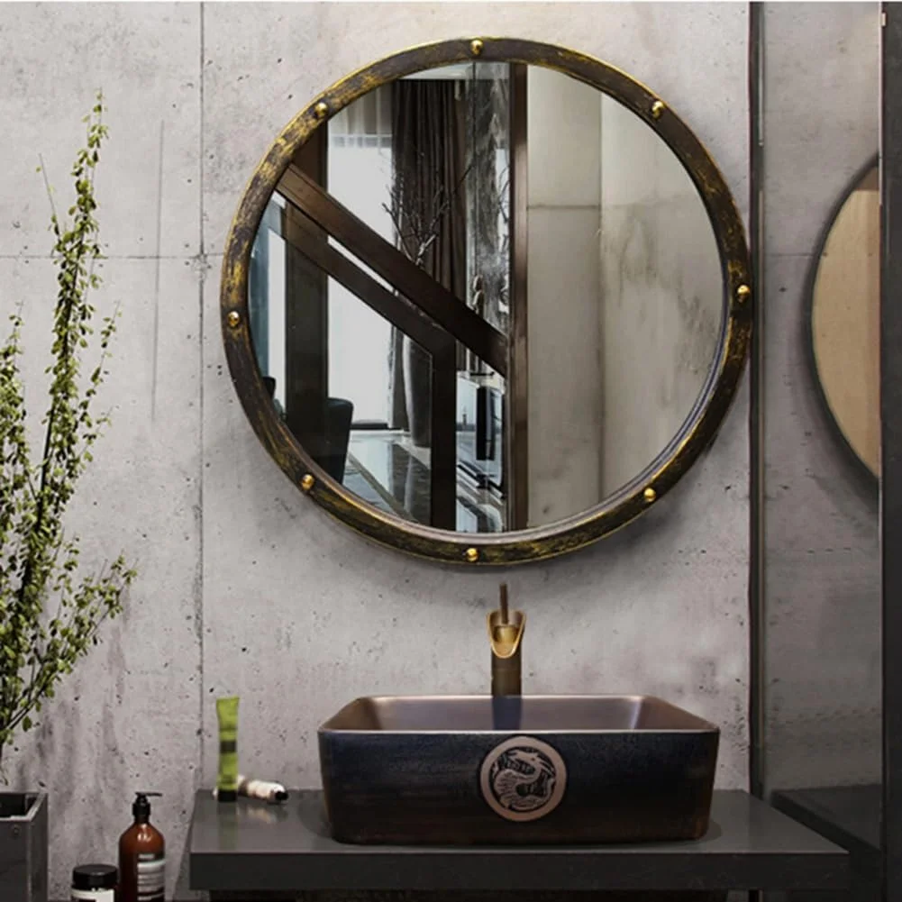 آینه تزئینی گرد KXWOQ3ED، آینه دیواری وینتیج روستایی با قاب فلزی، دکوراسیون دیواری به سبک صنعتی برای حمام، اتاق خواب، اتاق نشیمن، ورودی (80 سانتی متر) آینه تزئینی گرد KXWOQ3ED، آینه دیواری وینتیج روستایی با قاب فلزی، دکوراسیون دیواری به سبک صنعتی برای حمام، اتاق خواب، اتاق نشیمن، ورودی (80 سانتی متر)