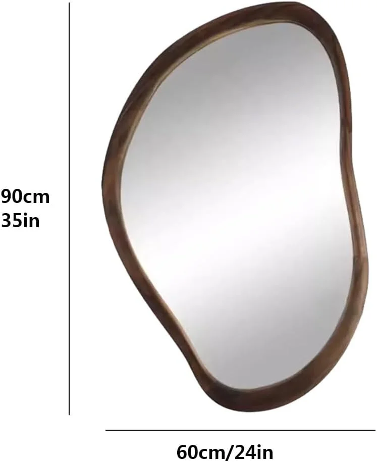 آینه دیواری نامنظم KXWOQ3ED، قاب چوبی 90x60 سانتیمتری، آینه تزئینی روستیک نامتقارن برای اتاق خواب، اتاق نشیمن، حمام، ورودی، آینه دیواری آینه دیواری نامنظم KXWOQ3ED، قاب چوبی 90x60 سانتیمتری، آینه تزئینی روستیک نامتقارن برای اتاق خواب، اتاق نشیمن، حمام، ورودی، آینه دیواری
