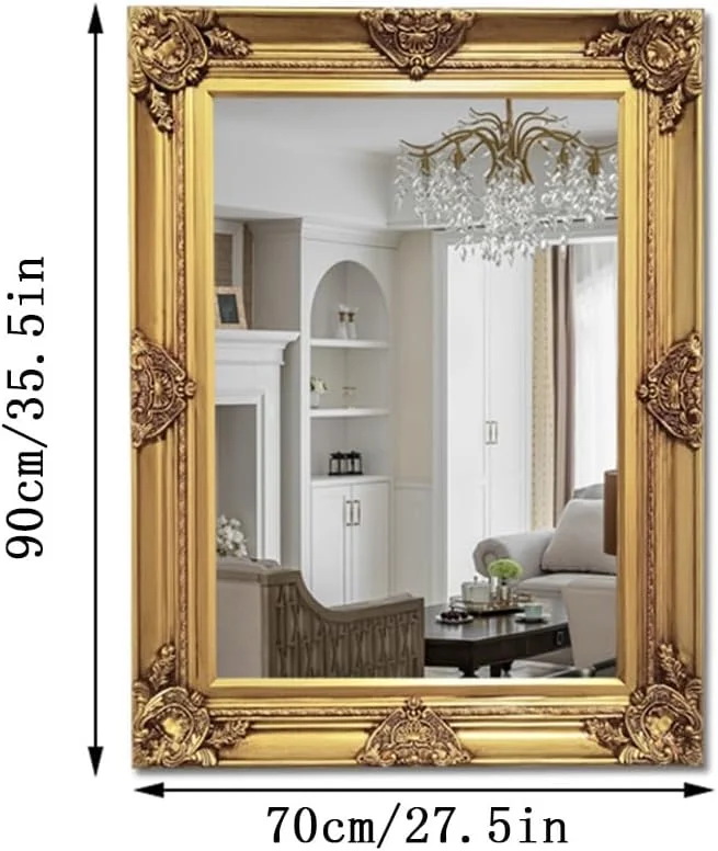 آینه دیواری طرح قدیمی KXWOQ3ED، آینه آویز تزئینی مستطیلی، قاب باروک شیک و کهنه، آینه عتیقه فرانسوی برای راهرو، حمام، اتاق نشیمن، اتاق خواب (70x90 سانتی متر) آینه دیواری طرح قدیمی KXWOQ3ED، آینه آویز تزئینی مستطیلی، قاب باروک شیک و کهنه، آینه عتیقه فرانسوی برای راهرو، حمام، اتاق نشیمن، اتاق خواب (70x90 سانتی متر)