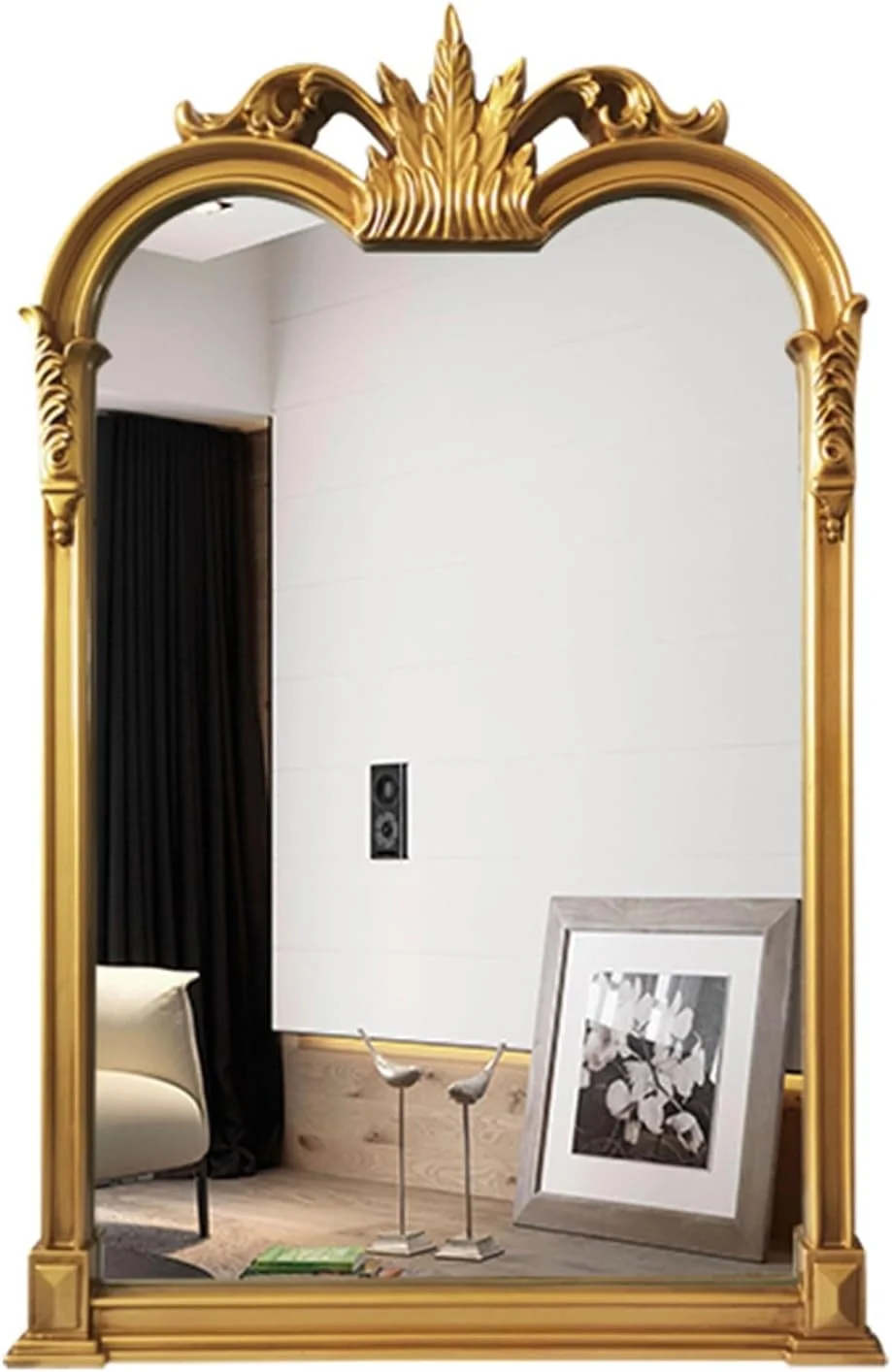 آینه تزئینی طلایی طرح قدیمی KXWOQ3ED، 70x106 سانتی متر، آینه آرایشی به سبک ویکتوریایی، آینه دیواری باروک عتیقه برای اتاق نشیمن، اتاق خواب، حمام، ورودی، شومینه آینه تزئینی طلایی طرح قدیمی KXWOQ3ED، 70x106 سانتی متر، آینه آرایشی به سبک ویکتوریایی، آینه دیواری باروک عتیقه برای اتاق نشیمن، اتاق خواب، حمام، ورودی، شومینه