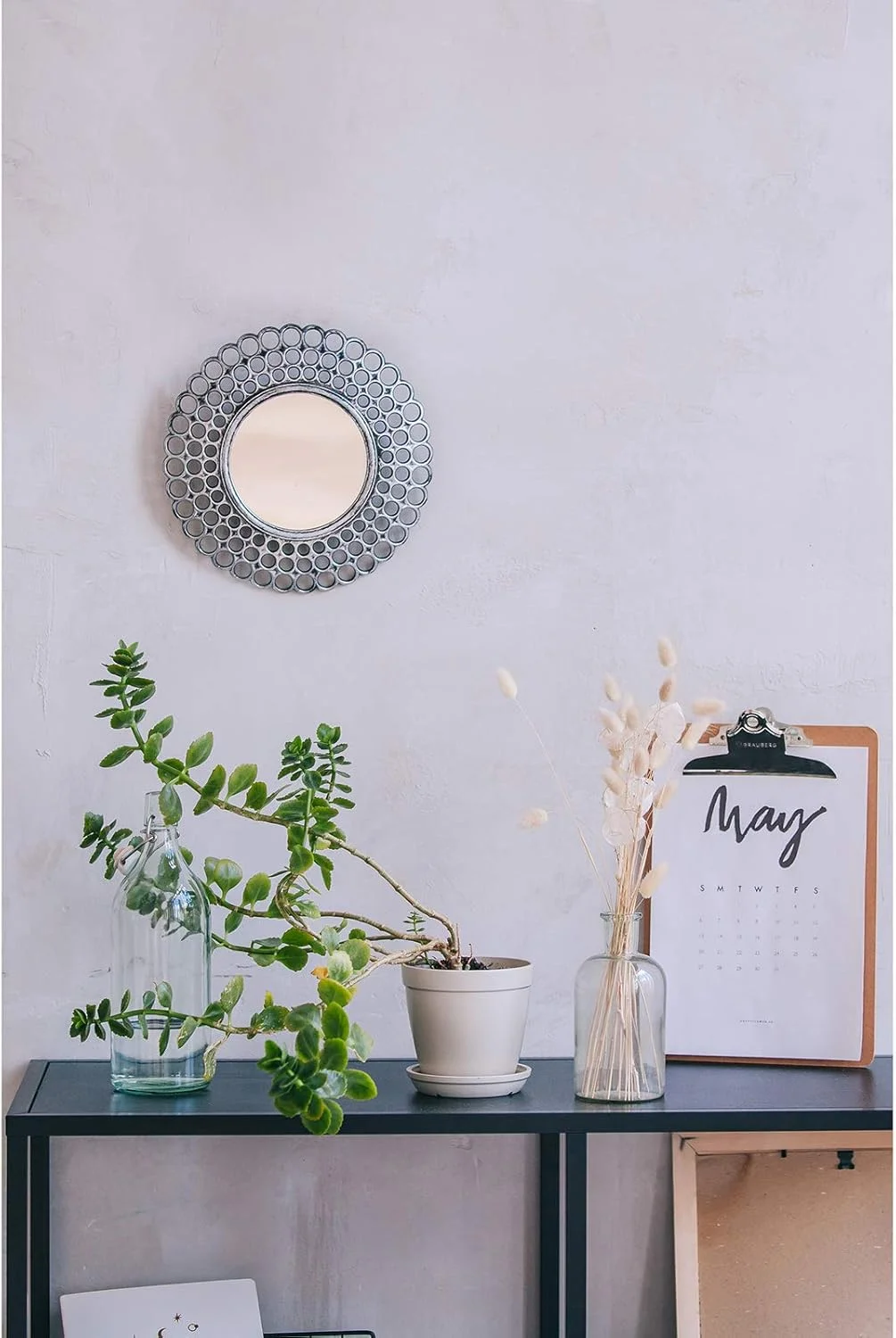 ست 3 تایی آینه های تزئینی GMMH، آینه های آویز، آینه های دیواری، گرد، دکوری، 26 سانتی متر، قاب پلاستیکی (طلایی)