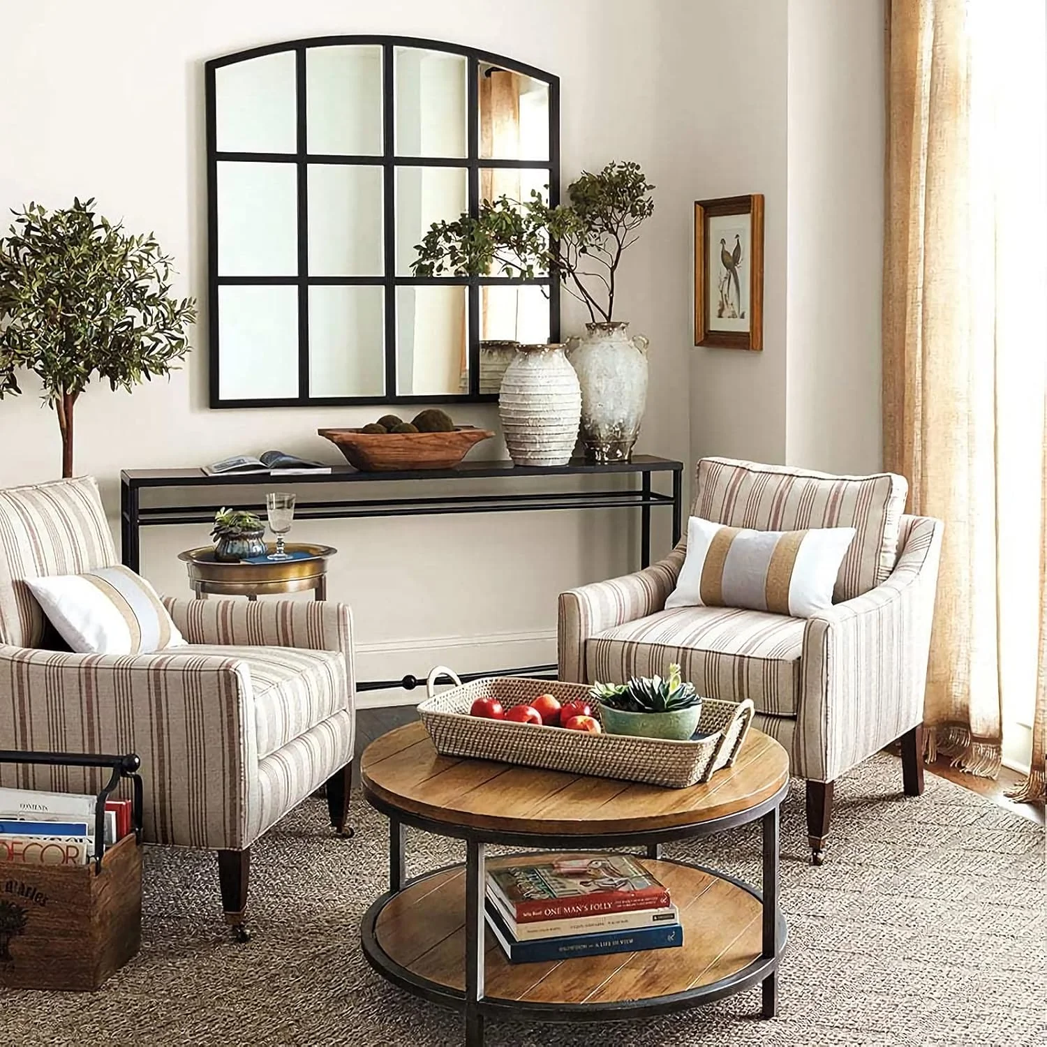 آینه قدی پنجره ای کمانی GIFTTROVE، قاب فلزی مشکی مات، آینه تزئینی شبکه ای برای اتاق نشیمن، اتاق خواب، ورودی