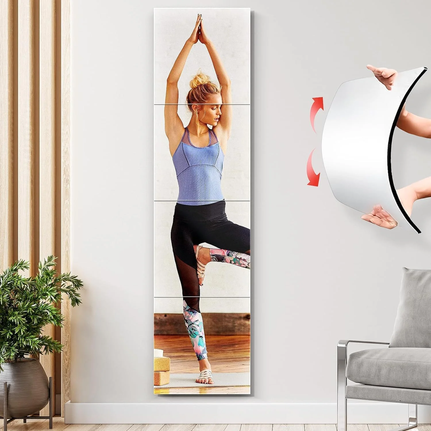 کاشی آینه دیواری تمام قد، آینه اکریلیک خود چسب، نصب روی دیوار، آینه ایمنی غیر شیشه ای مناسب برای اتاق بازی کودکان، سالن ورزشی، استیکرهای دیواری آینه بدون قاب نشکن، 30x30 سانتی متر - بسته 4 عددی