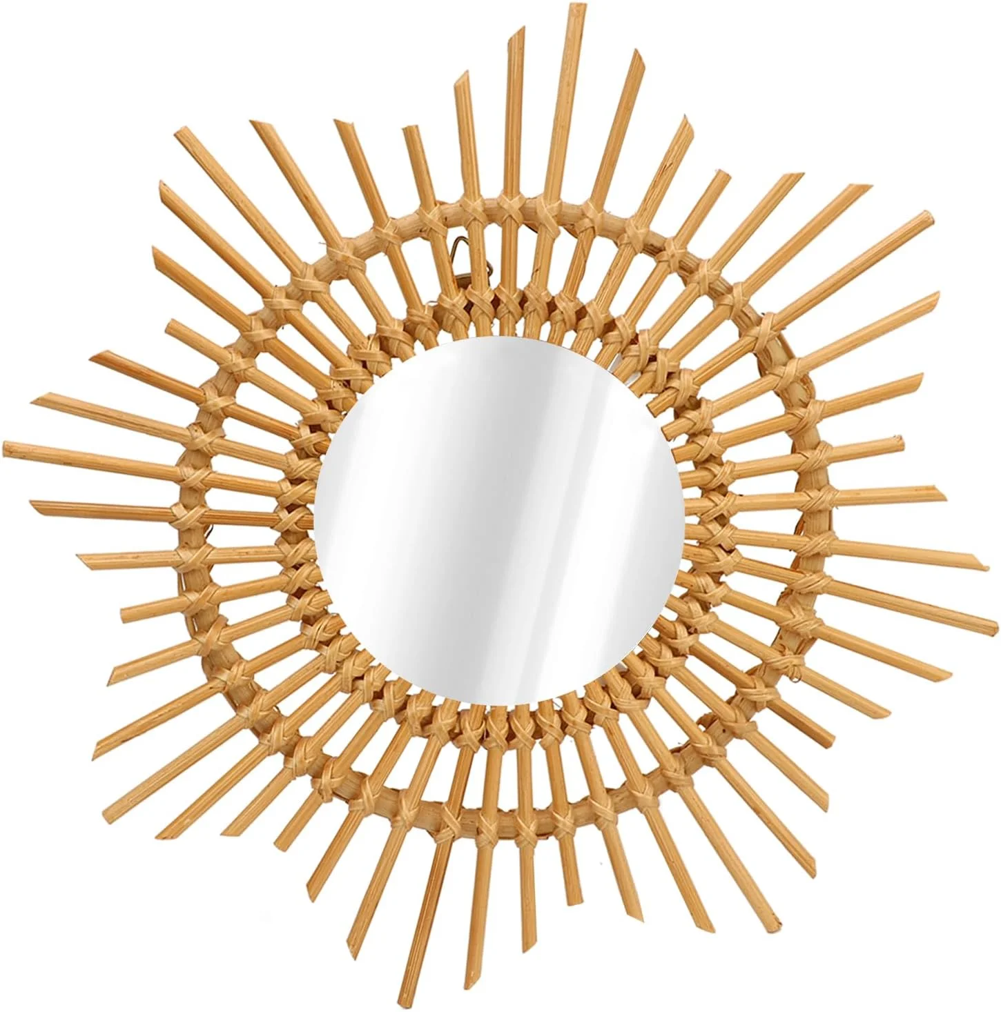 آینه تزئینی حصیری Fdit، آینه دیواری دست ساز طرح ستاره، حصیری بافته شده دستی ساده و منحصر به فرد برای اتاق خواب، اتاق نشیمن، راهرو آینه تزئینی حصیری Fdit، آینه دیواری دست ساز طرح ستاره، حصیری بافته شده دستی ساده و منحصر به فرد برای اتاق خواب، اتاق نشیمن، راهرو