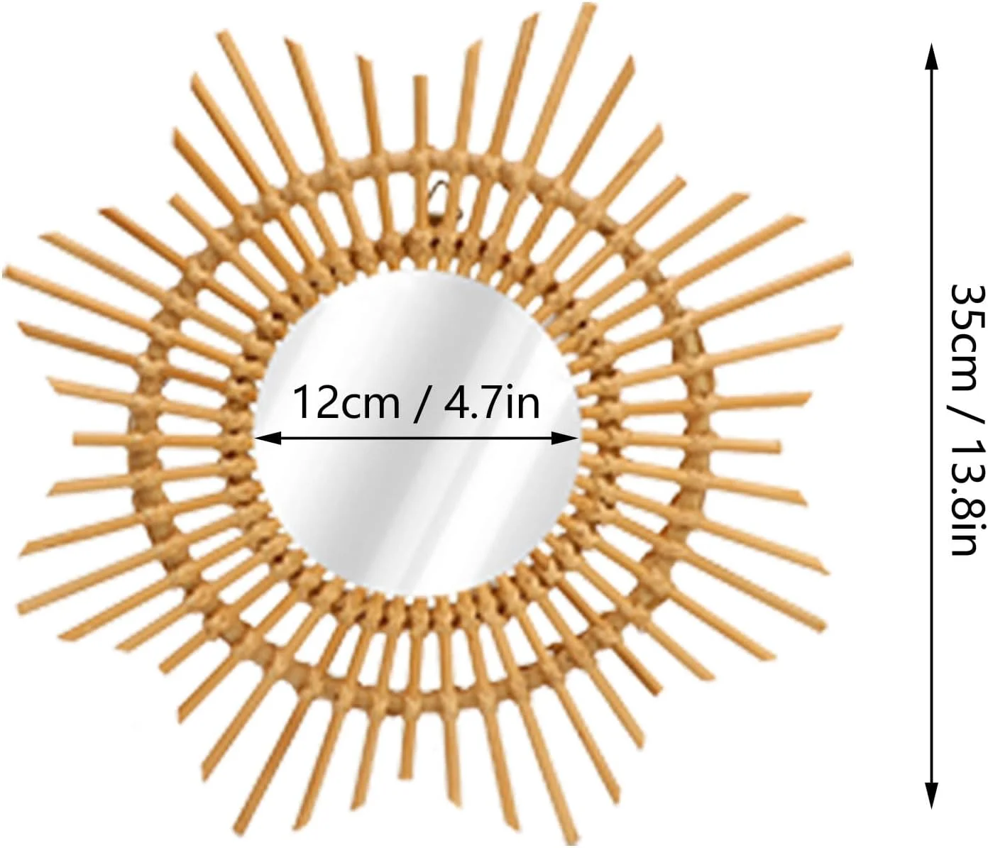 آینه تزئینی حصیری Fdit، آینه دیواری دست ساز طرح ستاره، حصیری بافته شده دستی ساده و منحصر به فرد برای اتاق خواب، اتاق نشیمن، راهرو