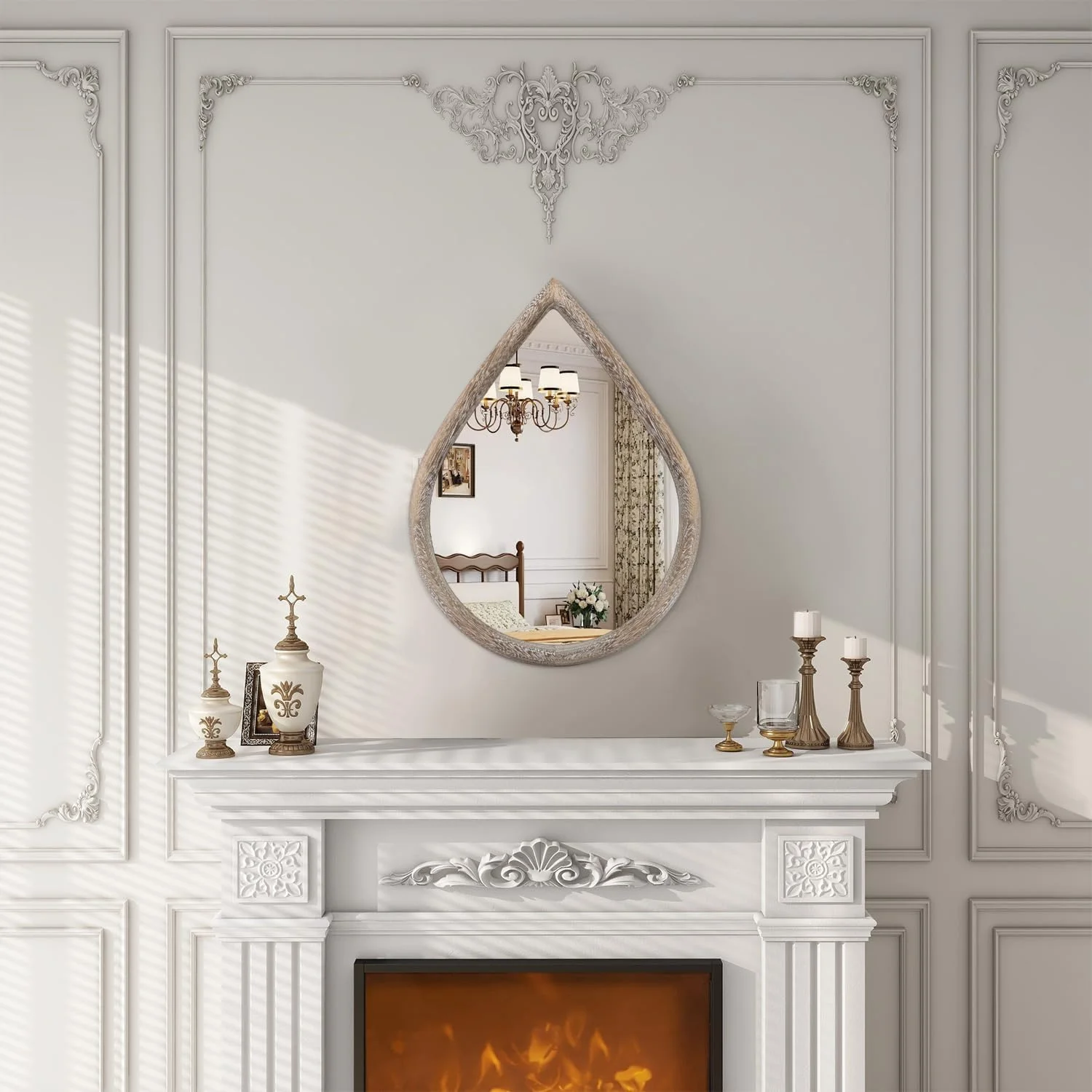 آینه های کوچک دیواری FEUFOAM، آینه چوبی حمام، آینه قطره اشکی آویز دیواری برای تزئین ورودی، راهرو، اتاق نشیمن، قهوه ای رترو آینه های کوچک دیواری FEUFOAM، آینه چوبی حمام، آینه قطره اشکی آویز دیواری برای تزئین ورودی، راهرو، اتاق نشیمن، قهوه ای رترو