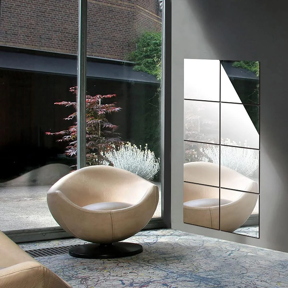 آینه های انعطاف پذیر Fantasyon بسته 10 عددی، 15x15 سانتی متر، آینه پلاستیکی چسبی غیر شیشه ای انعطاف پذیر، برچسب آینه ای برای دکوراسیون دیوار خانه