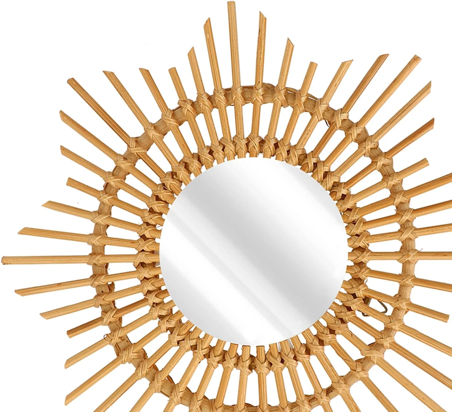 آینه تزئینی حصیری Fdit، آینه دیواری دست ساز طرح ستاره، حصیری بافته شده دستی ساده و منحصر به فرد برای اتاق خواب، اتاق نشیمن، راهرو