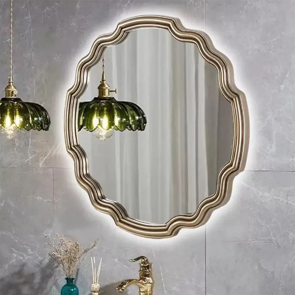 آینه دیواری به سبک اروپایی، آینه LED با کلید لمسی، آینه تزئینی، آینه حمام قاب دار PU با طرح قدیمی برای دکوراسیون منزل 80 * 80 سانتی متر / 31 * 31 اینچ (نقره ای + LED، 80 * 80 سانتی متر / 31 * 31 اینچ) آینه دیواری به سبک اروپایی، آینه LED با کلید لمسی، آینه تزئینی، آینه حمام قاب دار PU با طرح قدیمی برای دکوراسیون منزل 80 * 80 سانتی متر / 31 * 31 اینچ (نقره ای + LED، 80 * 80 سانتی متر / 31 * 31 اینچ)