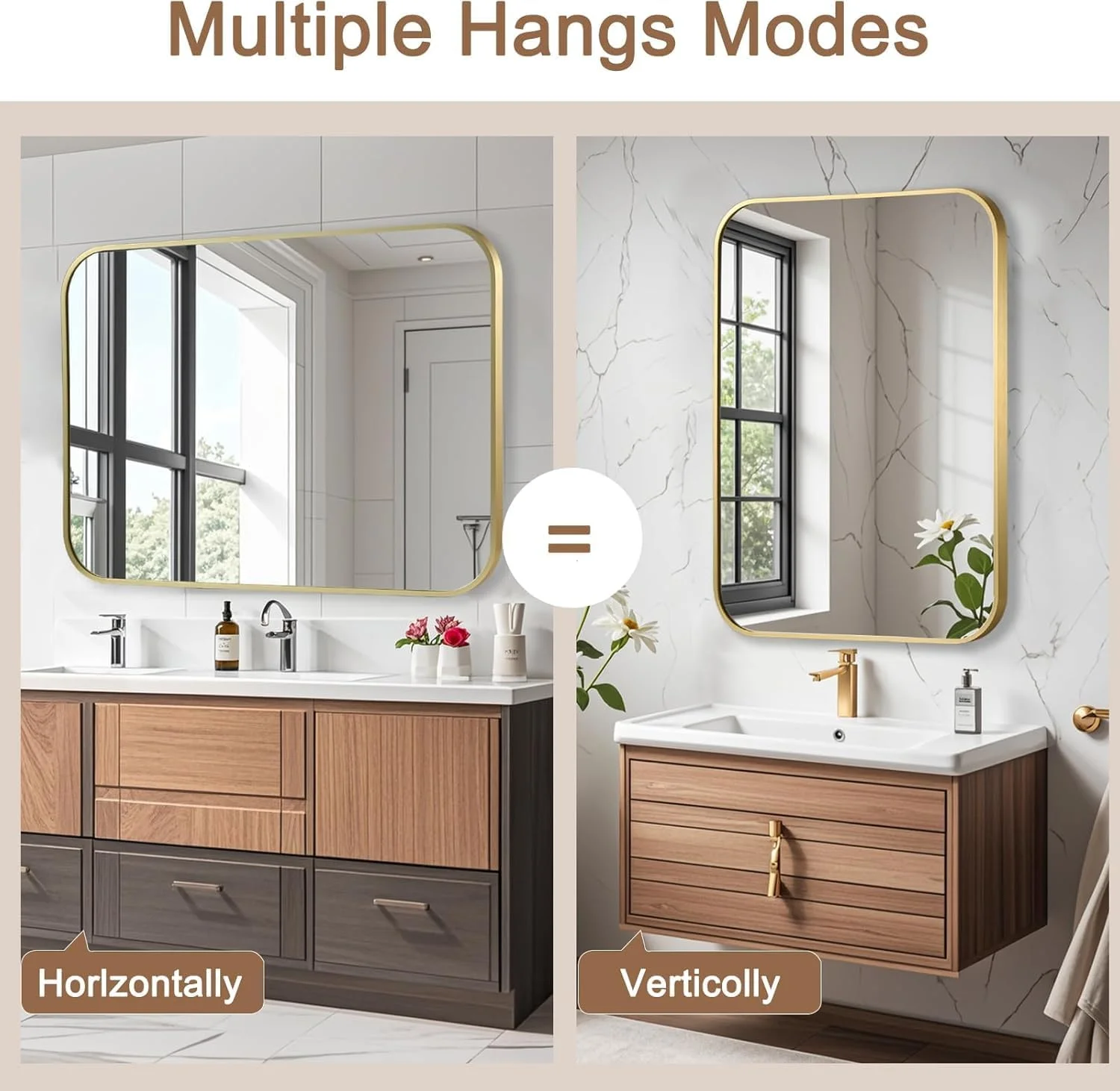 آینه مستطیلی حمام Fohome، 50x70 سانتی متر، آینه دیواری بزرگ با قاب فلزی، آینه روشویی برای حمام، اتاق نشیمن، آینه دکور دیوار، قابل نصب به صورت افقی یا عمودی (طلایی) آینه مستطیلی حمام Fohome، 50x70 سانتی متر، آینه دیواری بزرگ با قاب فلزی، آینه روشویی برای حمام، اتاق نشیمن، آینه دکور دیوار، قابل نصب به صورت افقی یا عمودی (طلایی)