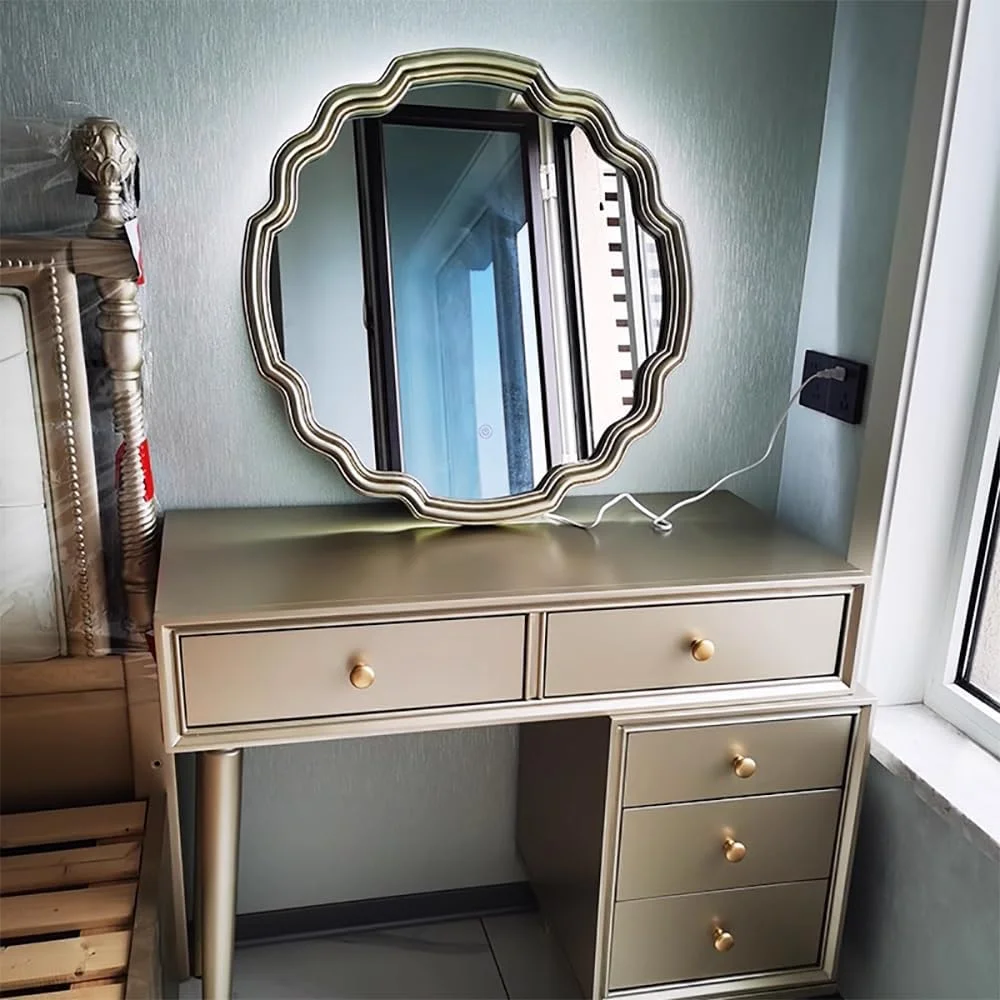 آینه دیواری به سبک اروپایی، آینه LED با کلید لمسی، آینه تزئینی، آینه حمام قاب دار PU با طرح قدیمی برای دکوراسیون منزل 80 * 80 سانتی متر / 31 * 31 اینچ (نقره ای + LED، 80 * 80 سانتی متر / 31 * 31 اینچ) آینه دیواری به سبک اروپایی، آینه LED با کلید لمسی، آینه تزئینی، آینه حمام قاب دار PU با طرح قدیمی برای دکوراسیون منزل 80 * 80 سانتی متر / 31 * 31 اینچ (نقره ای + LED، 80 * 80 سانتی متر / 31 * 31 اینچ)