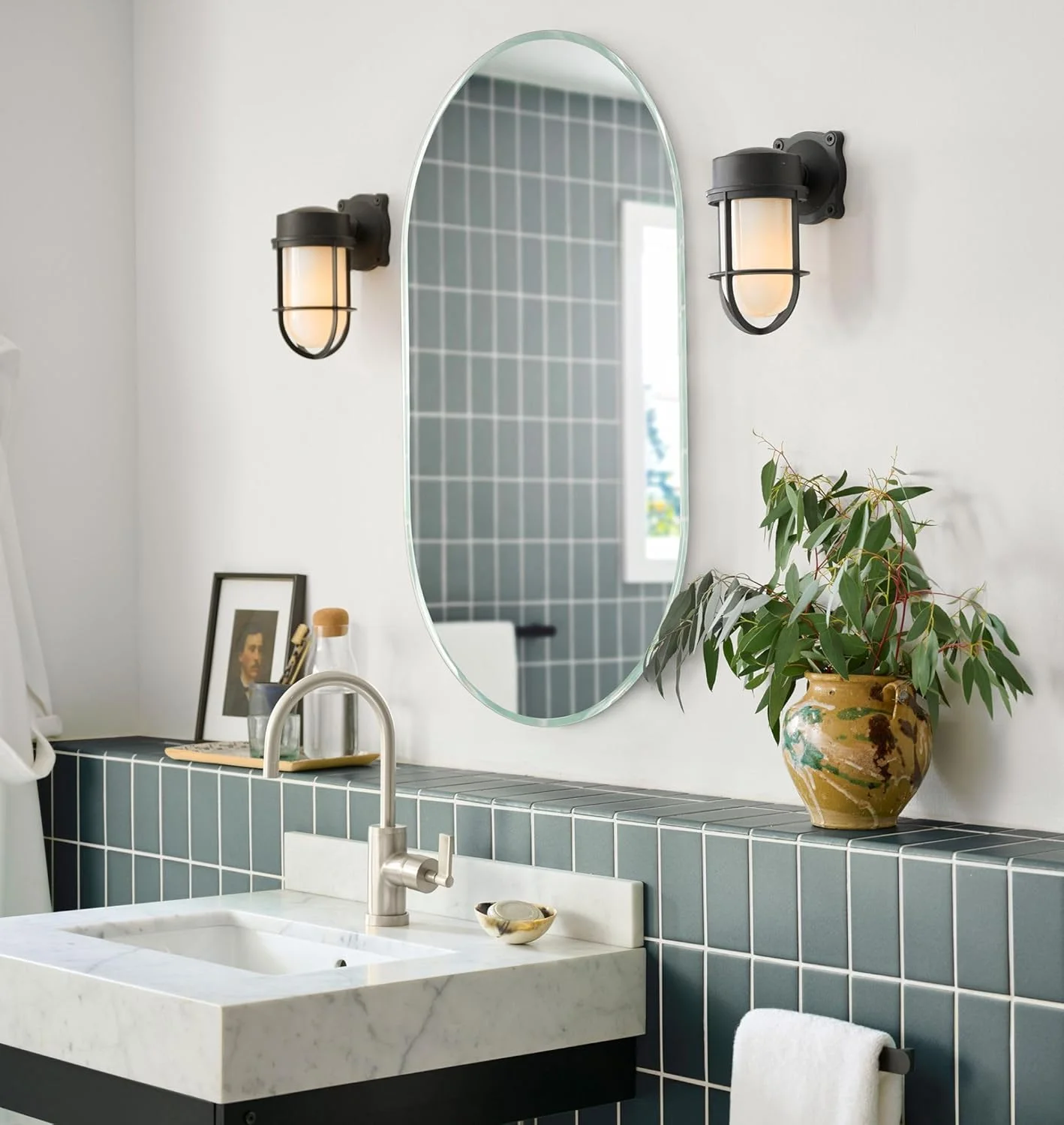 آینه بدون قاب قرصی شکل 40 در 76 سانتی متر | آینه دیواری بیضی مدرن | آینه تزئینی بزرگ برای حمام، اتاق خواب، ورودی | شیشه با لبه پخ دار | آینه دیواری عمودی آینه بدون قاب قرصی شکل 40 در 76 سانتی متر | آینه دیواری بیضی مدرن | آینه تزئینی بزرگ برای حمام، اتاق خواب، ورودی | شیشه با لبه پخ دار | آینه دیواری عمودی