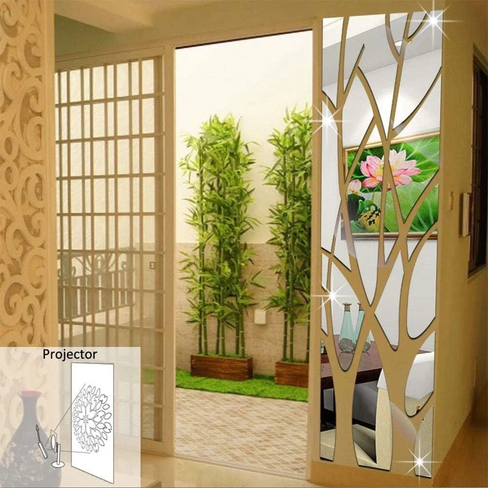 دکور دیواری درخت خانواده BPA، هنر دیواری انتزاعی، آینه تزئینی اکریلیک سه بعدی DIY برای دکوراسیون منزل، 152x40 سانتی متر دکور دیواری درخت خانواده BPA، هنر دیواری انتزاعی، آینه تزئینی اکریلیک سه بعدی DIY برای دکوراسیون منزل، 152x40 سانتی متر