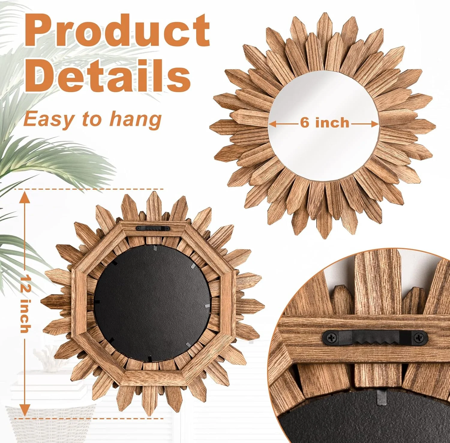 آینه دیواری Emfogo، 30 سانتیمتری، چوبی روستایی، طرح مزرعه، طرح خورشیدی بوهو، دکور دیواری اتاق، دکور خانه برای اتاق خواب، اتاق نشیمن، ورودی (مشکی کربنیزه) آینه دیواری Emfogo، 30 سانتیمتری، چوبی روستایی، طرح مزرعه، طرح خورشیدی بوهو، دکور دیواری اتاق، دکور خانه برای اتاق خواب، اتاق نشیمن، ورودی (مشکی کربنیزه)