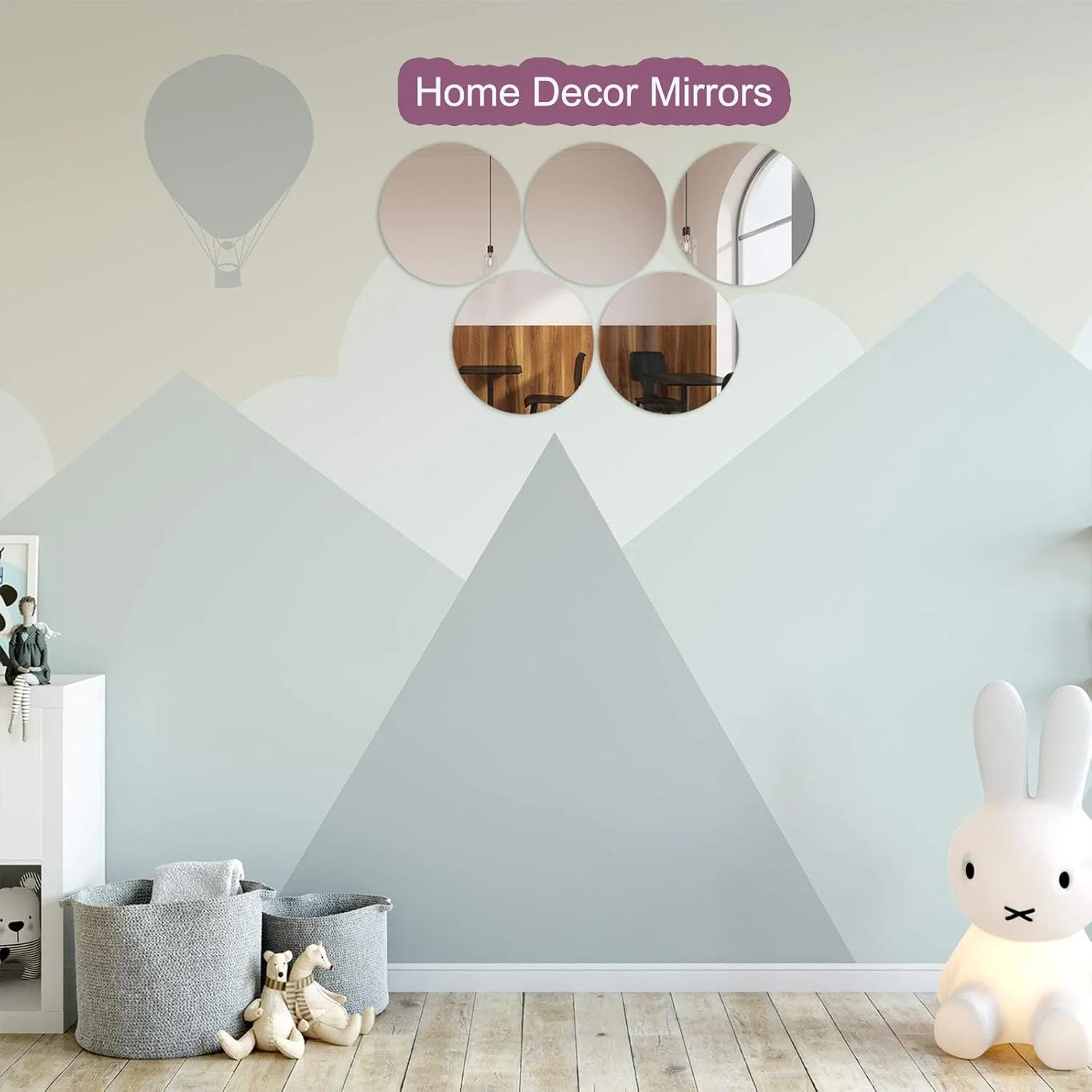 آینه اکریلیک خود چسب DRERIO، دو عدد، 24 سانتی متر، HD، گرد، پلاستیکی بزرگ، بدون قاب، کاشی های دایره ای چسبی برای دکوراسیون منزل (24*24 سانتی متر*2 میلی متر)