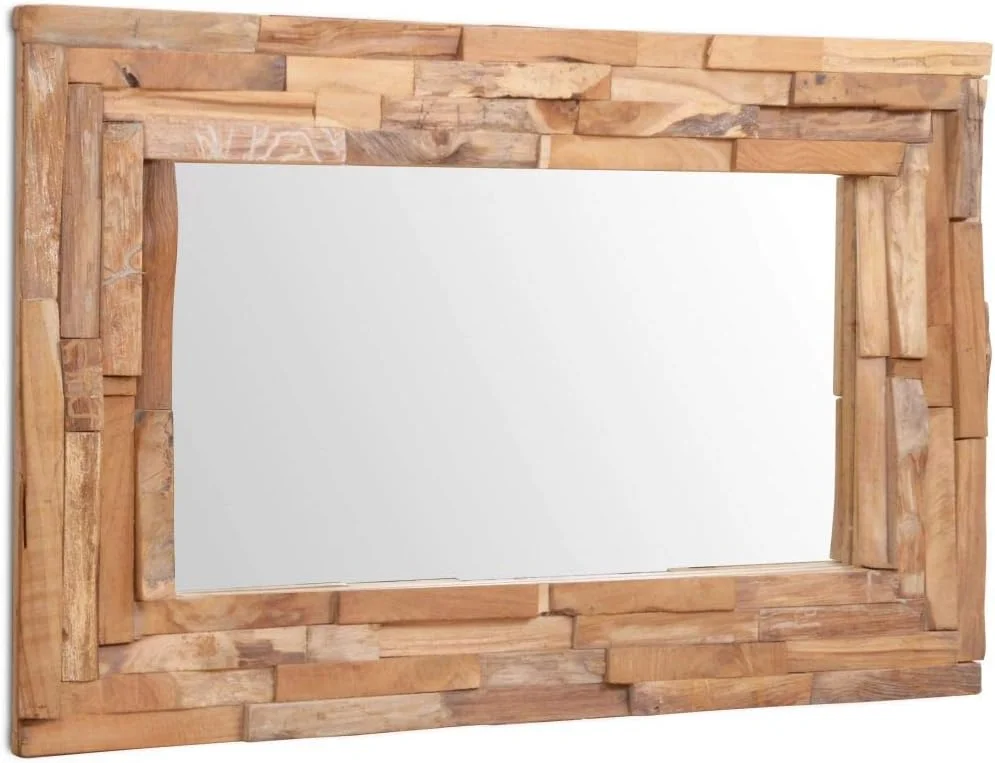 آینه تزئینی چوب ساج 90x60 سانتی متر مستطیلی