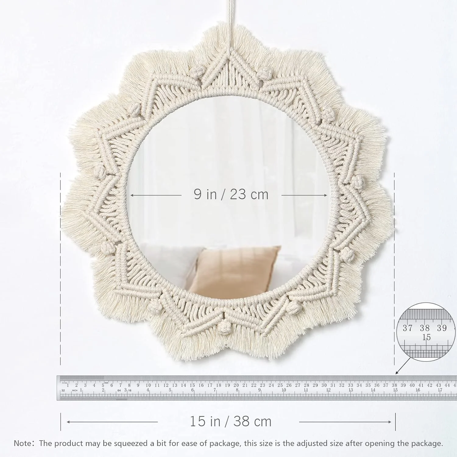 آینه دیواری مکرومه Dremisland - آینه گرد 15 اینچی با حاشیه مکرومه، آویز تزئینی بوهو، دکوراسیون دیواری هنری برای آپارتمان، خانه، اتاق خواب، اتاق نشیمن، اتاق کودک (بژ) آینه دیواری مکرومه Dremisland - آینه گرد 15 اینچی با حاشیه مکرومه، آویز تزئینی بوهو، دکوراسیون دیواری هنری برای آپارتمان، خانه، اتاق خواب، اتاق نشیمن، اتاق کودک (بژ)