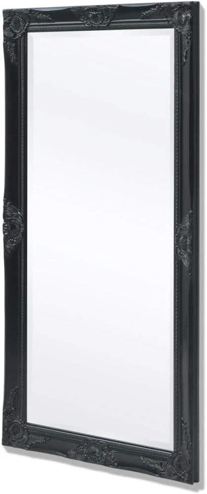 آینه دیواری چوبی و شیشه ای به سبک باروک 120x60 سانتی متر، آینه تزئینی برای حمام یا کمد، آینه مدرن مشکی