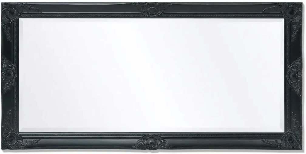 آینه دیواری چوبی و شیشه ای به سبک باروک 120x60 سانتی متر، آینه تزئینی برای حمام یا کمد، آینه مدرن مشکی