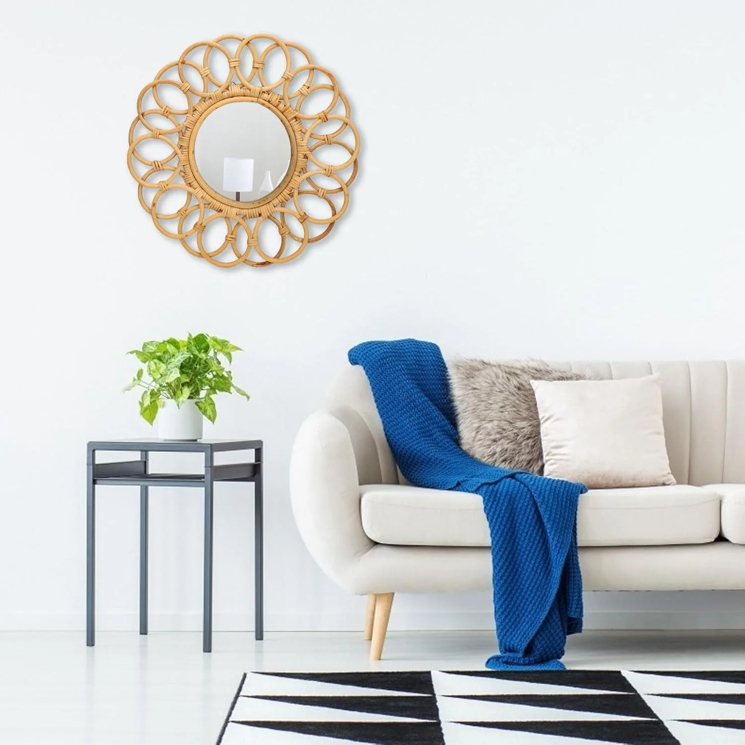 آینه دیواری حصیری گرد دست ساز Nurnesy به سبک روستیک بوهو، 42 سانتی متر - آینه تزئینی شیک برای اتاق نشیمن، اتاق خواب، ورودی و راهرو آینه دیواری حصیری گرد دست ساز Nurnesy به سبک روستیک بوهو، 42 سانتی متر - آینه تزئینی شیک برای اتاق نشیمن، اتاق خواب، ورودی و راهرو