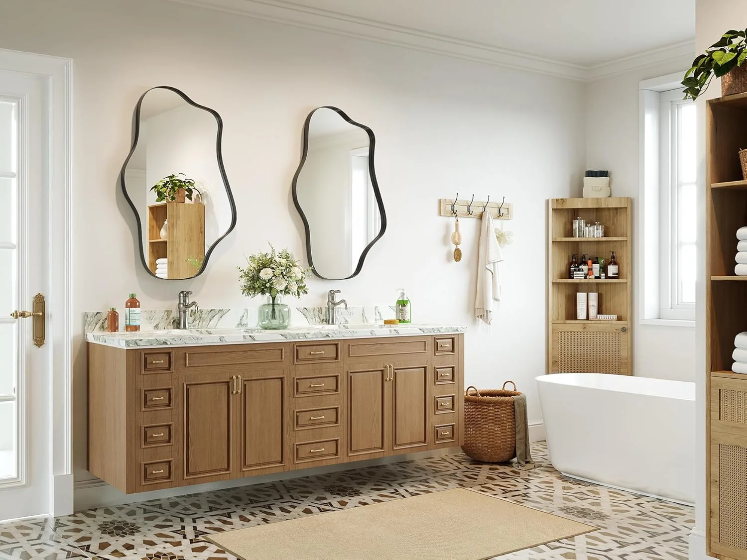 آینه دیواری نامنظم Brauthon، 50 در 90 سانتی متر، آینه تزئینی موج دار با شکل مدرن، آینه های بزرگ نامتقارن مشکی برای حمام، ورودی، اتاق نشیمن، روشویی آینه دیواری نامنظم Brauthon، 50 در 90 سانتی متر، آینه تزئینی موج دار با شکل مدرن، آینه های بزرگ نامتقارن مشکی برای حمام، ورودی، اتاق نشیمن، روشویی