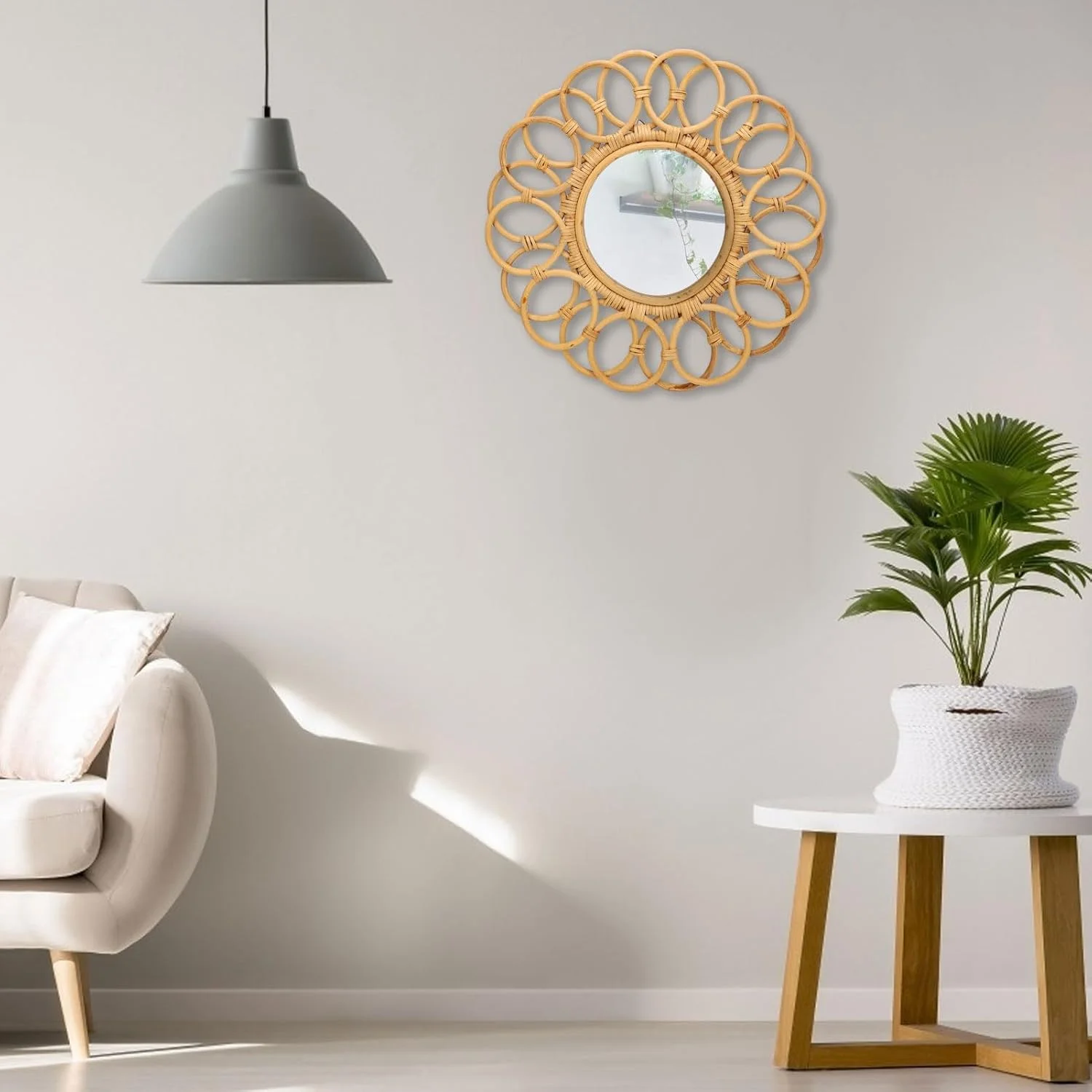 آینه دیواری حصیری گرد دست ساز Nurnesy به سبک روستیک بوهو، 42 سانتی متر - آینه تزئینی شیک برای اتاق نشیمن، اتاق خواب، ورودی و راهرو آینه دیواری حصیری گرد دست ساز Nurnesy به سبک روستیک بوهو، 42 سانتی متر - آینه تزئینی شیک برای اتاق نشیمن، اتاق خواب، ورودی و راهرو