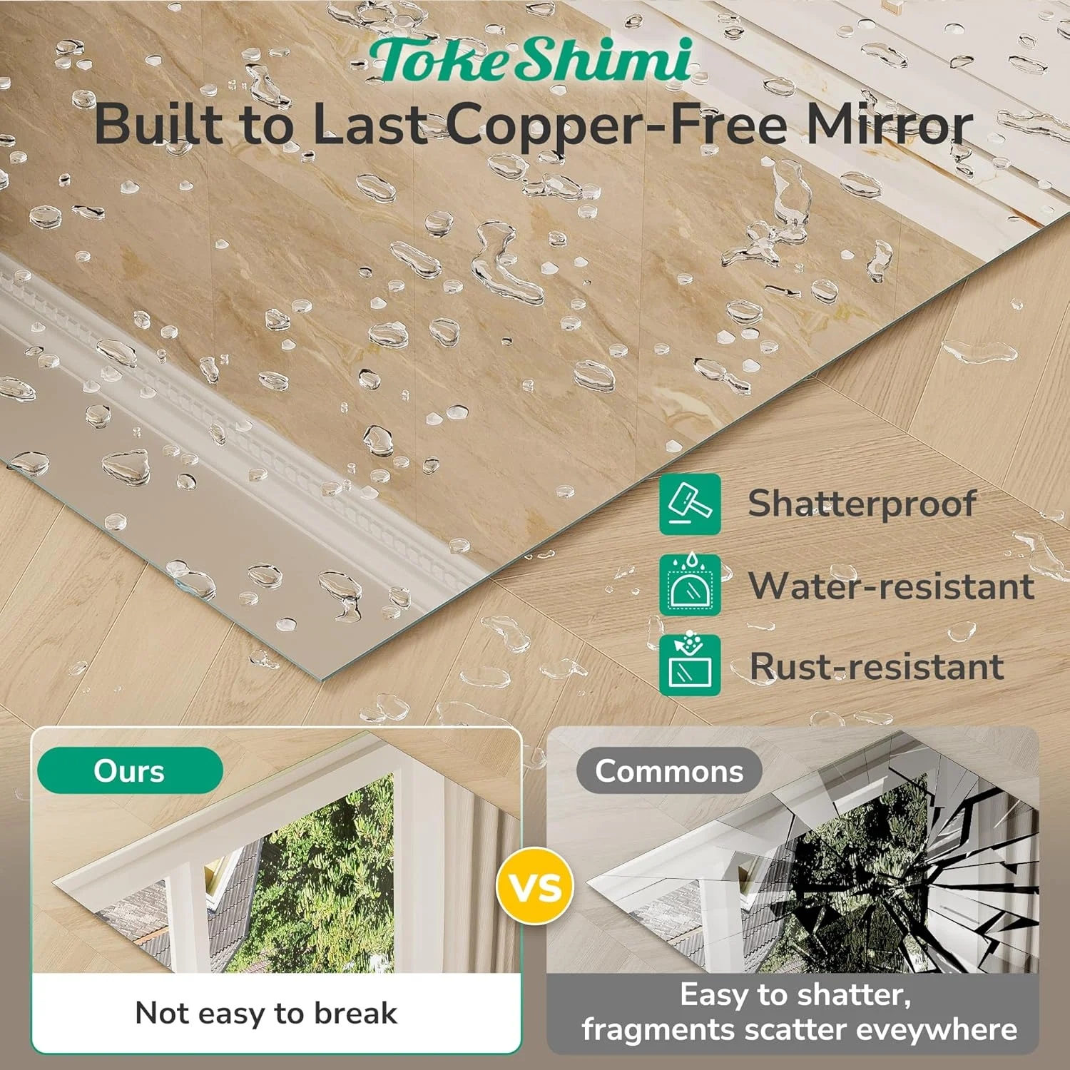 آینه روشویی بدون قاب TokeShimi 30x36 مناسب برای بالای سینک، آینه های مستطیلی مدرن برای دیوار، دارای لبه های پولیش خورده، ضد شکست، آینه تزئینی برای اتاق خواب، اتاق نشیمن، ورودی آینه روشویی بدون قاب TokeShimi 30x36 مناسب برای بالای سینک، آینه های مستطیلی مدرن برای دیوار، دارای لبه های پولیش خورده، ضد شکست، آینه تزئینی برای اتاق خواب، اتاق نشیمن، ورودی