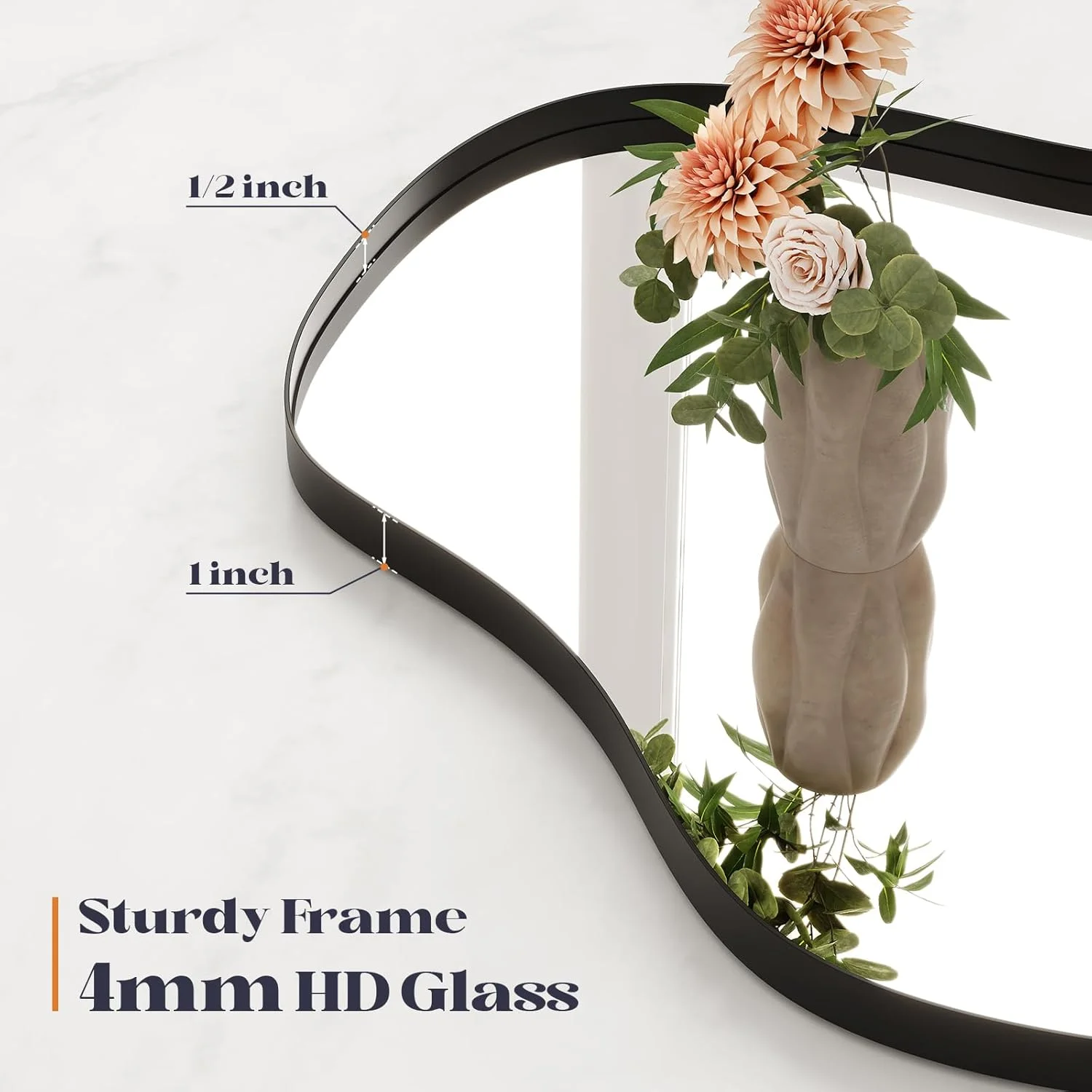 آینه دیواری نامنظم Brauthon، 50 در 90 سانتی متر، آینه تزئینی موج دار با شکل مدرن، آینه های بزرگ نامتقارن مشکی برای حمام، ورودی، اتاق نشیمن، روشویی آینه دیواری نامنظم Brauthon، 50 در 90 سانتی متر، آینه تزئینی موج دار با شکل مدرن، آینه های بزرگ نامتقارن مشکی برای حمام، ورودی، اتاق نشیمن، روشویی