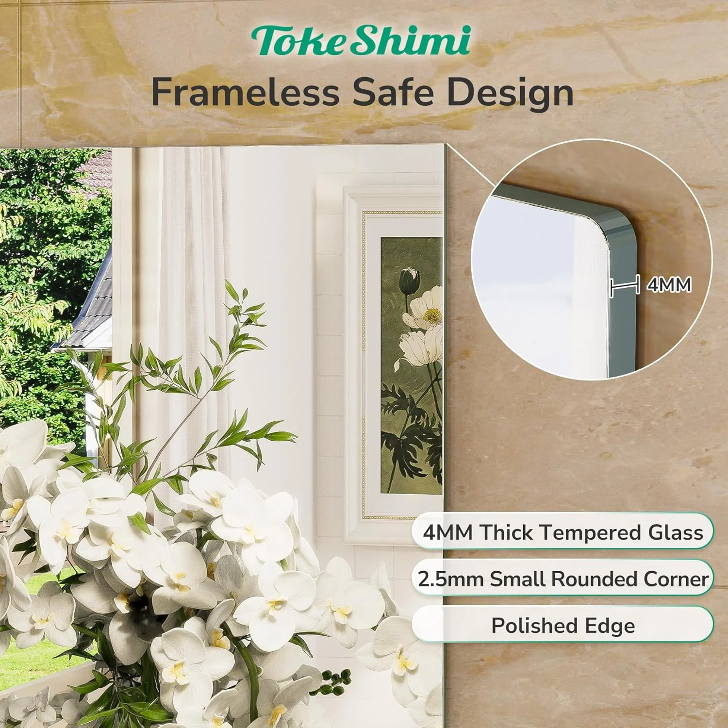 آینه روشویی بدون قاب TokeShimi 30x36 مناسب برای بالای سینک، آینه های مستطیلی مدرن برای دیوار، دارای لبه های پولیش خورده، ضد شکست، آینه تزئینی برای اتاق خواب، اتاق نشیمن، ورودی آینه روشویی بدون قاب TokeShimi 30x36 مناسب برای بالای سینک، آینه های مستطیلی مدرن برای دیوار، دارای لبه های پولیش خورده، ضد شکست، آینه تزئینی برای اتاق خواب، اتاق نشیمن، ورودی