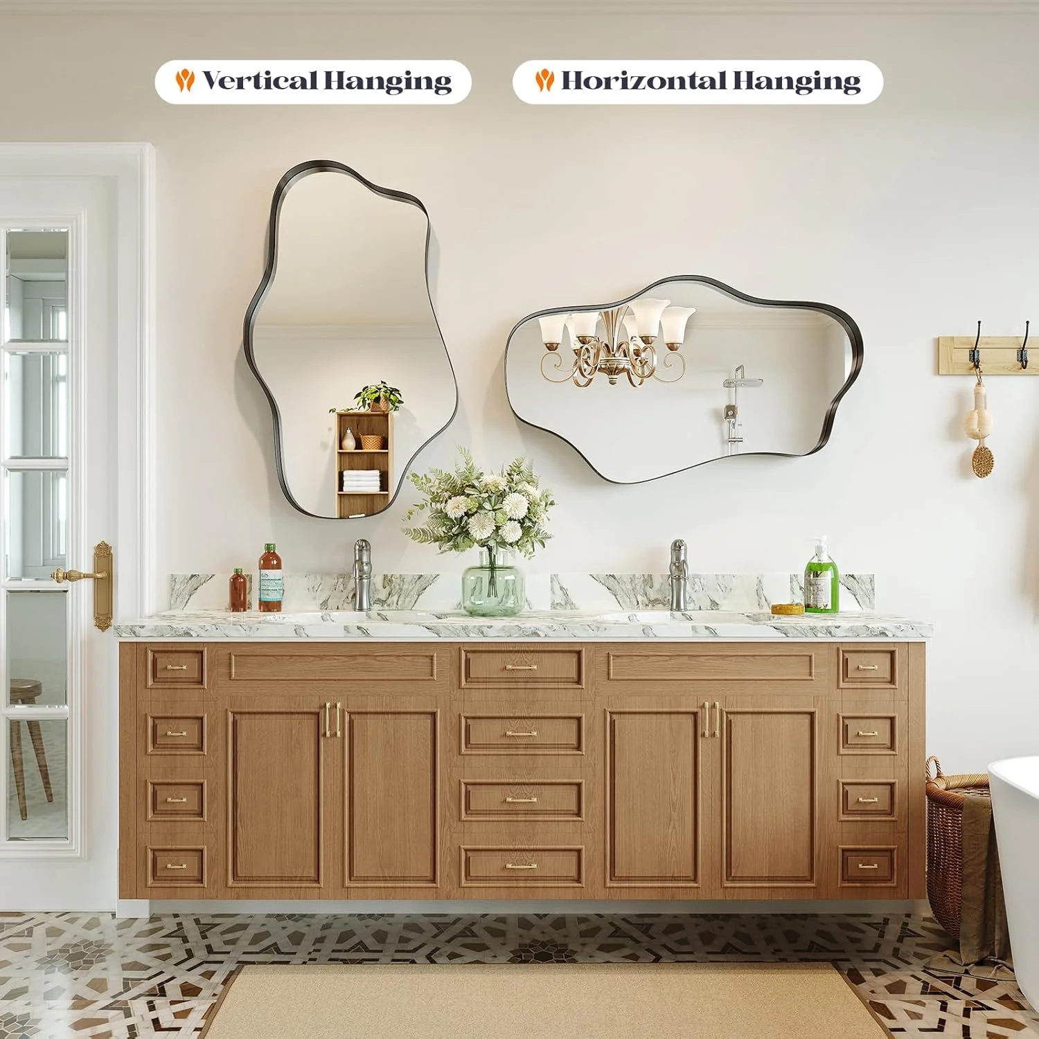 آینه دیواری نامنظم Brauthon، 50 در 90 سانتی متر، آینه تزئینی موج دار با شکل مدرن، آینه های بزرگ نامتقارن مشکی برای حمام، ورودی، اتاق نشیمن، روشویی آینه دیواری نامنظم Brauthon، 50 در 90 سانتی متر، آینه تزئینی موج دار با شکل مدرن، آینه های بزرگ نامتقارن مشکی برای حمام، ورودی، اتاق نشیمن، روشویی