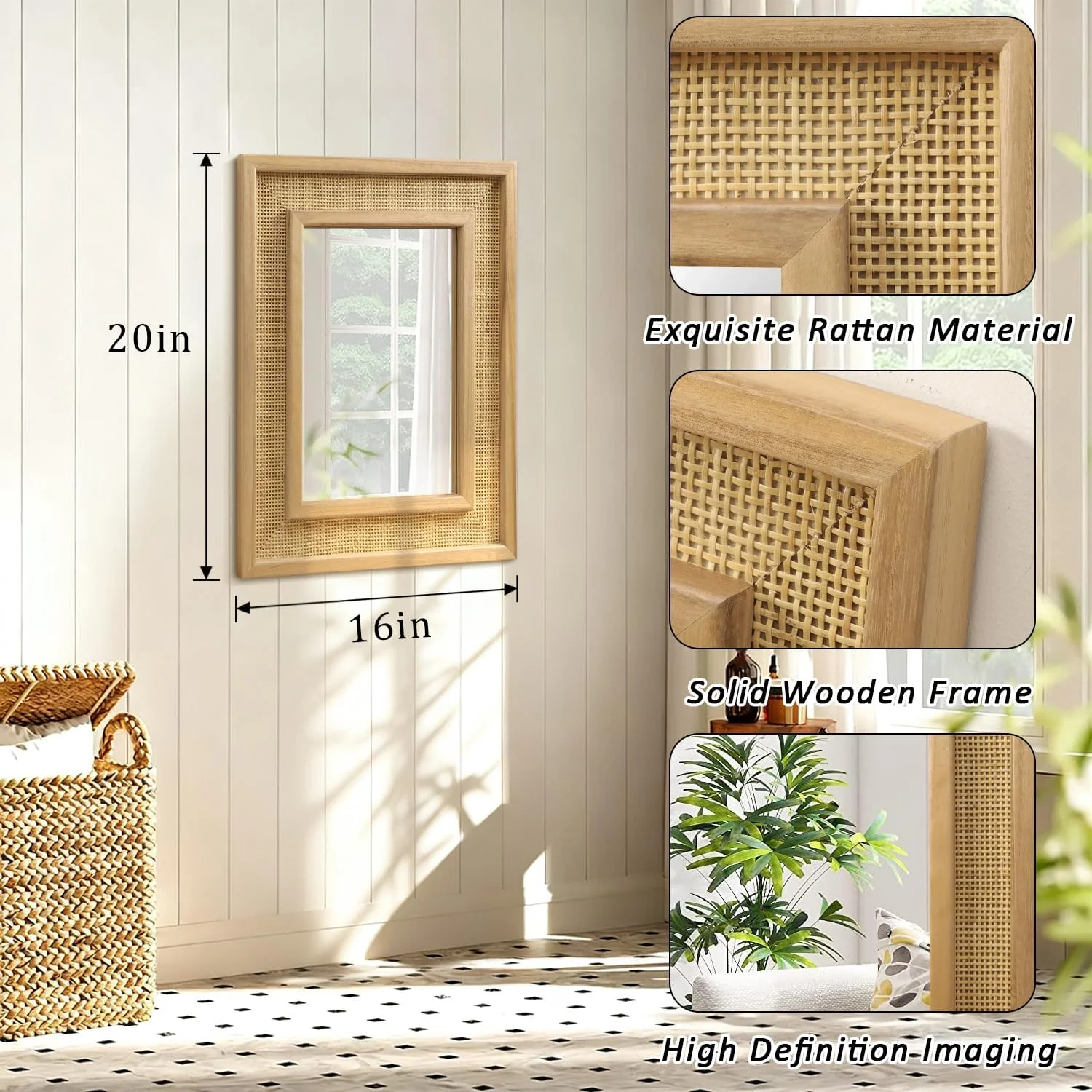 آینه دیواری چوبی JJUUYOU، آینه مستطیلی روستایی با قاب چوبی برای دیوار، حمام، طرح طبیعی خانه های روستایی بزرگ 40x50 سانتی متر، قابلیت آویزان شدن افقی و عمودی، آینه تزئینی آینه دیواری چوبی JJUUYOU، آینه مستطیلی روستایی با قاب چوبی برای دیوار، حمام، طرح طبیعی خانه های روستایی بزرگ 40x50 سانتی متر، قابلیت آویزان شدن افقی و عمودی، آینه تزئینی