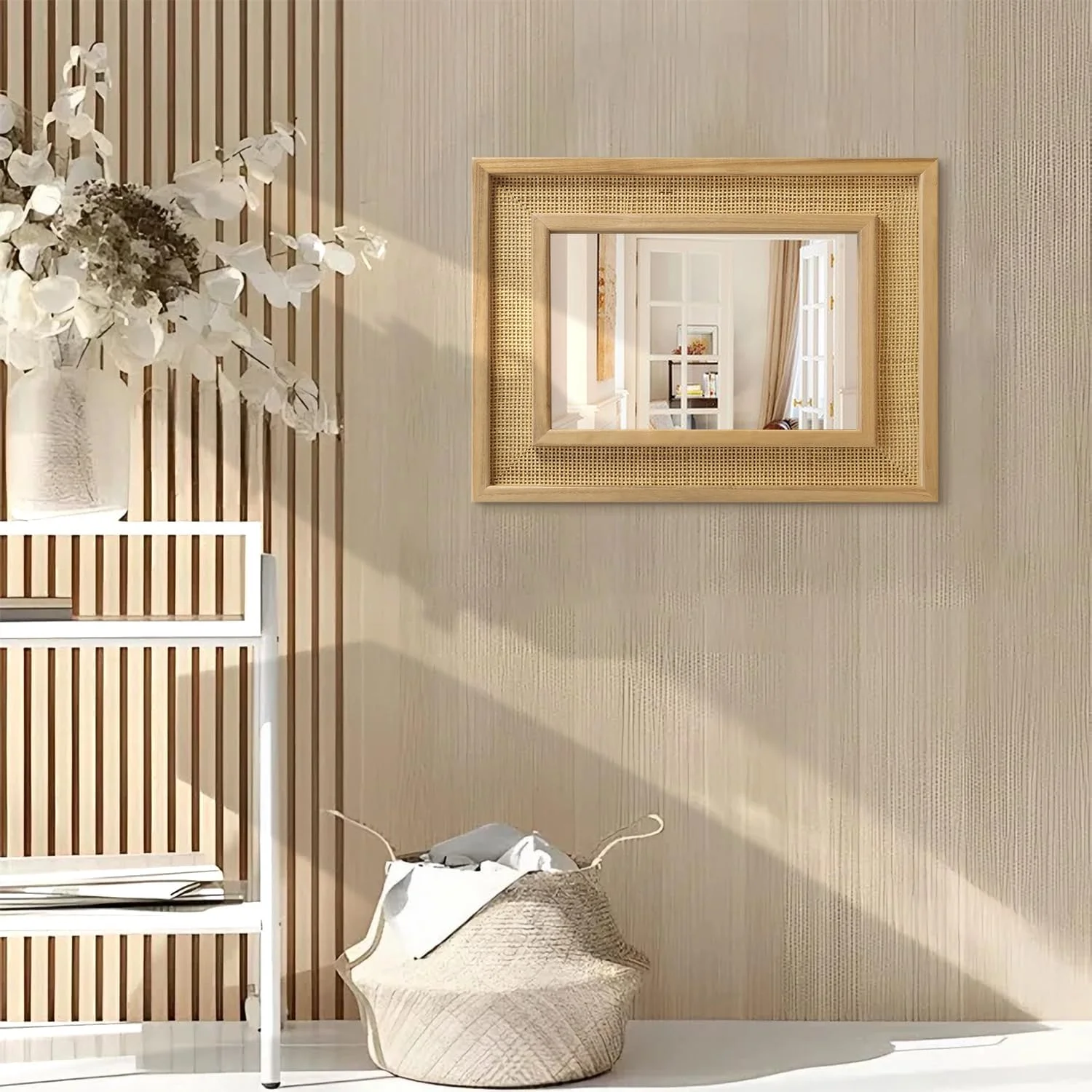 آینه دیواری چوبی JJUUYOU، آینه مستطیلی روستایی با قاب چوبی برای دیوار، حمام، طرح طبیعی خانه های روستایی بزرگ 40x50 سانتی متر، قابلیت آویزان شدن افقی و عمودی، آینه تزئینی آینه دیواری چوبی JJUUYOU، آینه مستطیلی روستایی با قاب چوبی برای دیوار، حمام، طرح طبیعی خانه های روستایی بزرگ 40x50 سانتی متر، قابلیت آویزان شدن افقی و عمودی، آینه تزئینی