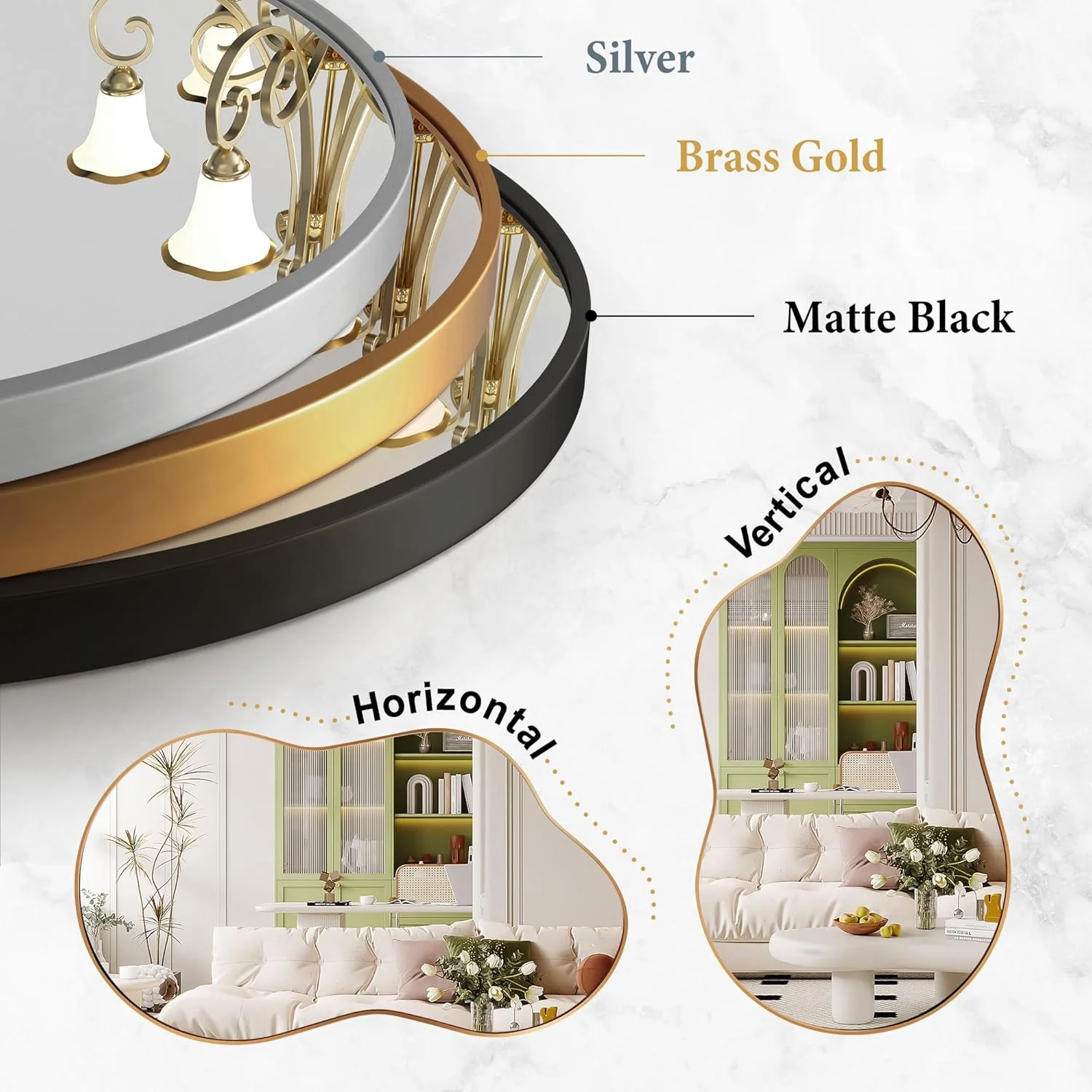 آینه دیواری نامنظم Dorlicecass - آینه های دیواری تزئینی 50x90 سانتی متر طلایی نامتقارن با قاب آلیاژ آلومینیوم هوانوردی برای حمام، اتاق خواب، اتاق نشیمن، رختکن، ورودی آینه دیواری نامنظم Dorlicecass - آینه های دیواری تزئینی 50x90 سانتی متر طلایی نامتقارن با قاب آلیاژ آلومینیوم هوانوردی برای حمام، اتاق خواب، اتاق نشیمن، رختکن، ورودی